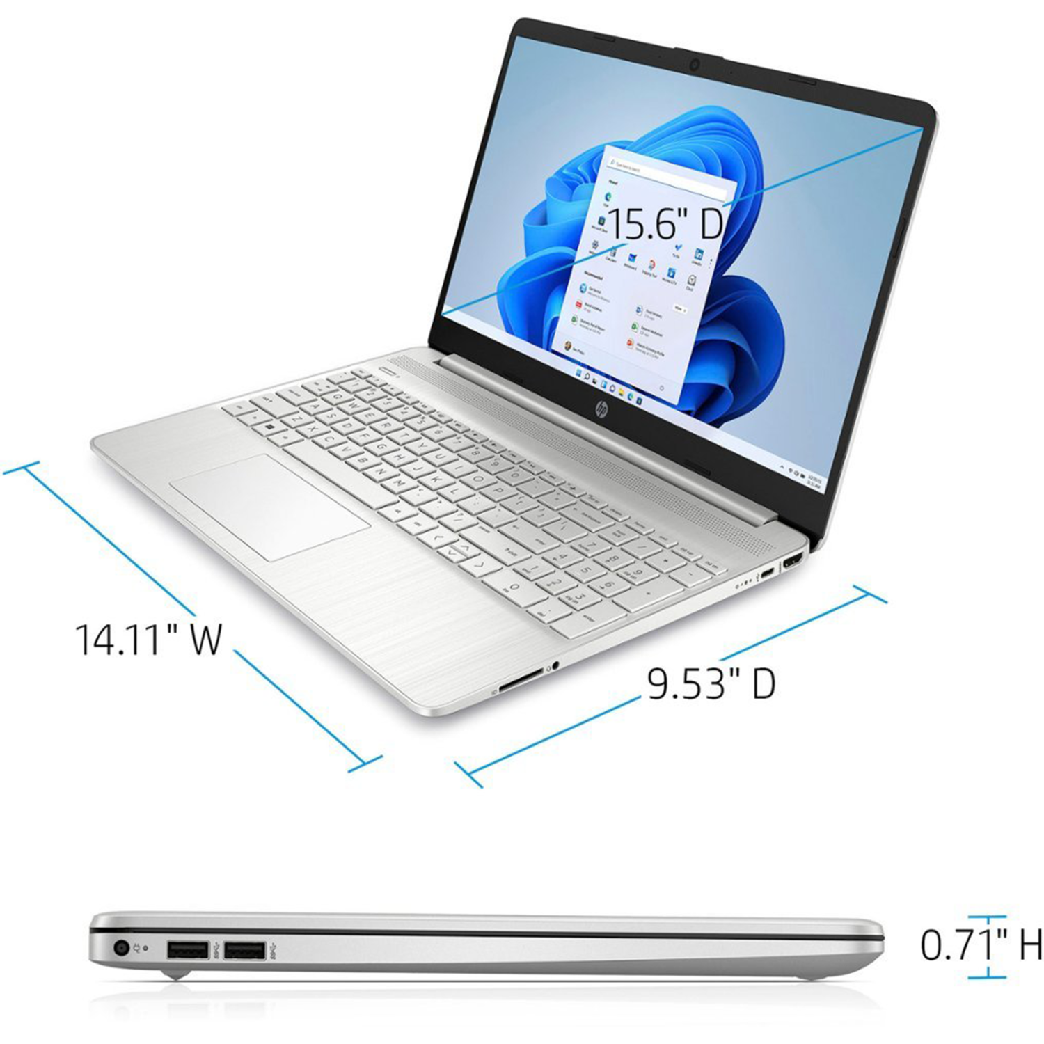 HP 15.6" FHD Laptop - Silver(Intel i3-1215U /1TB SSD/32GB DDR4 RAM/Win 11 Pro)