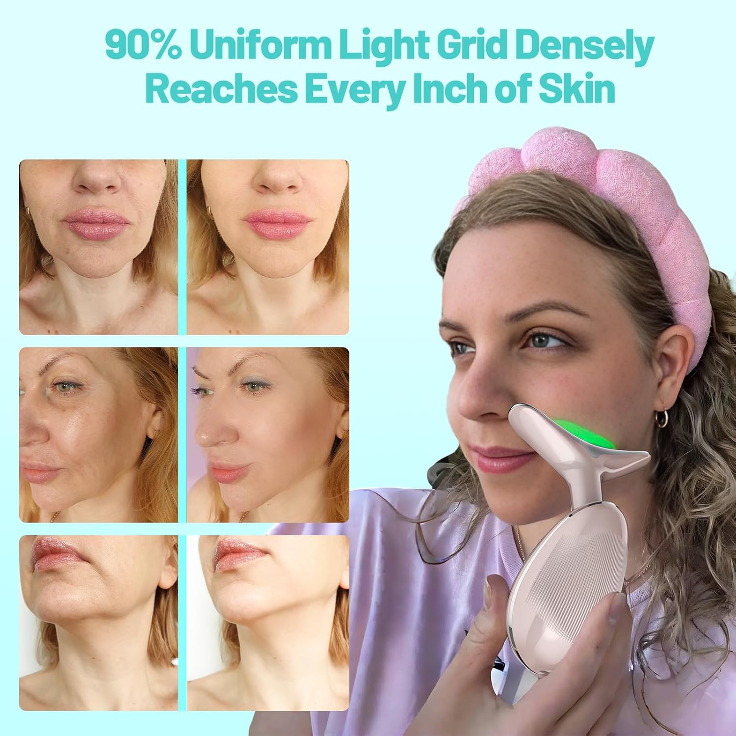 Red Light Therapy for Face,LED Light Facial Massager,Red Light Beauty Device,Home Use Face Massage Tool for Skin Care