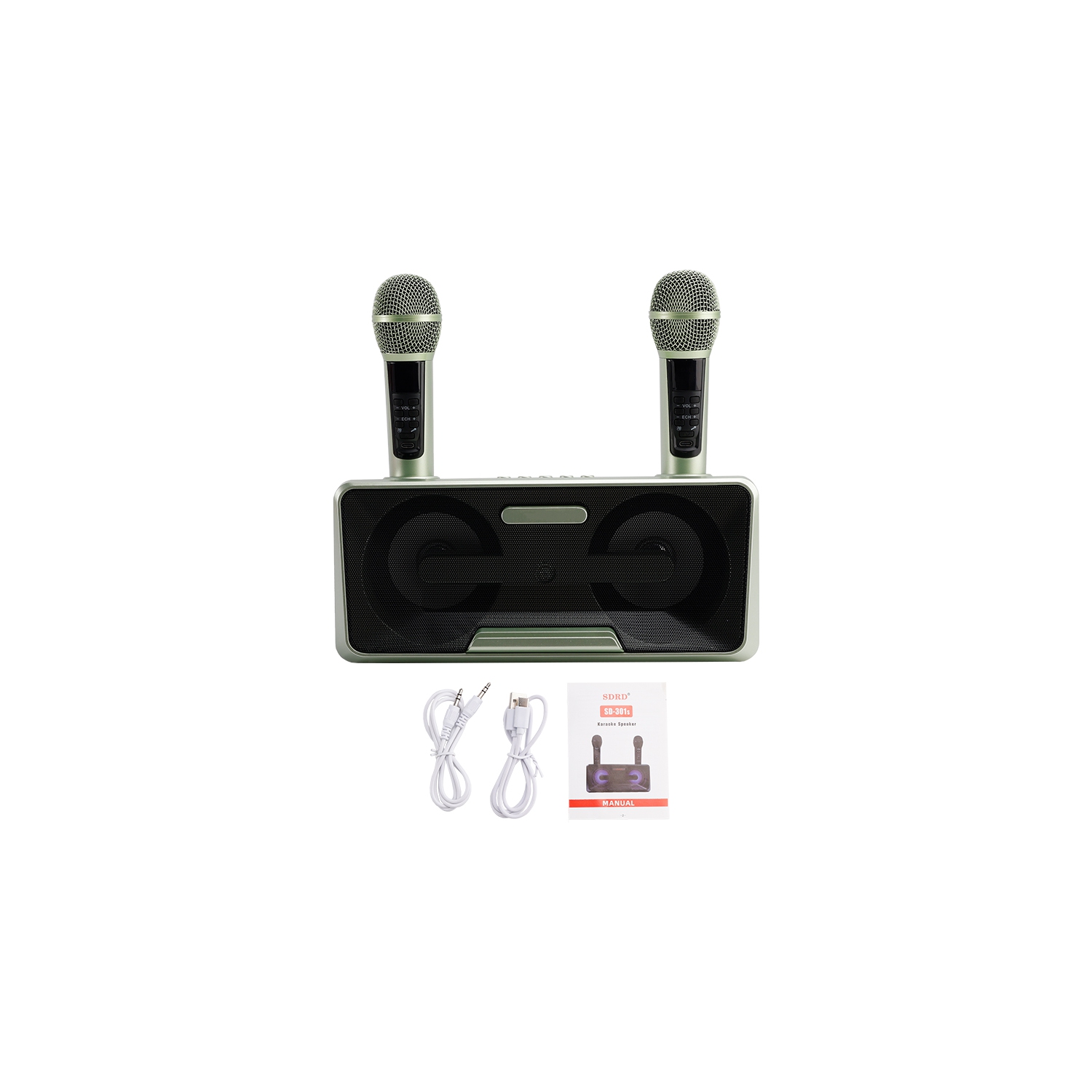 Wireless Bluetooth Speaker Dual Microphone Karaoke All-In-One Outdoor Portable