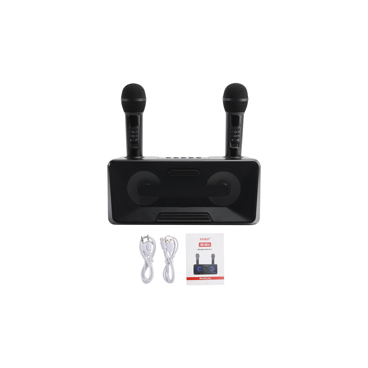 Haut-parleur Bluetooth sans fil Deux microphones Karaoke Tout-en-un portatif extérieur