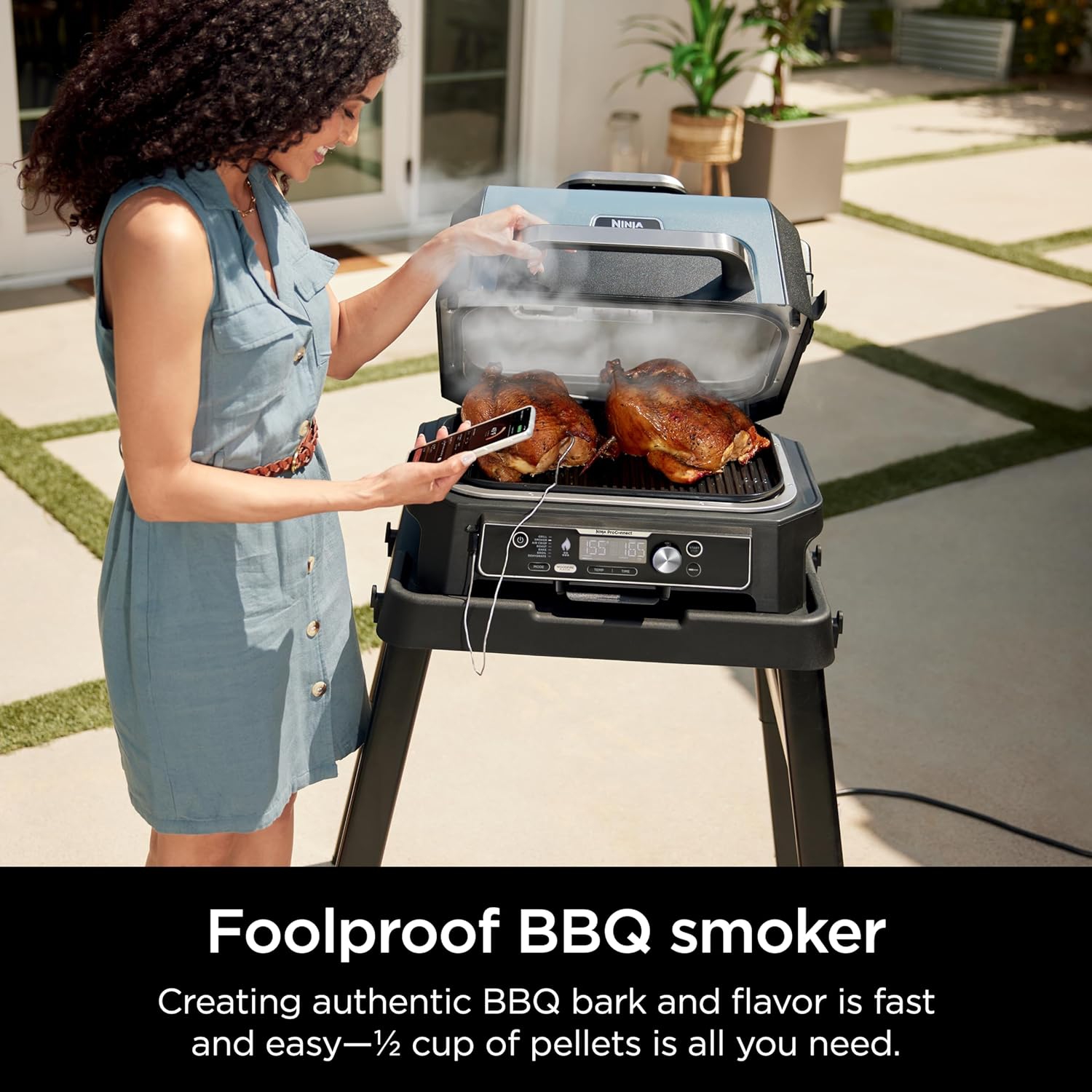 Ninja Woodfire ProConnect XL Outdoor Grill & Smoker, Wifi & Bluetooth, App Enabled, 7-in-1 Master Grill, BBQ Smoker, Outdoor Air Fryer, Premium Cover