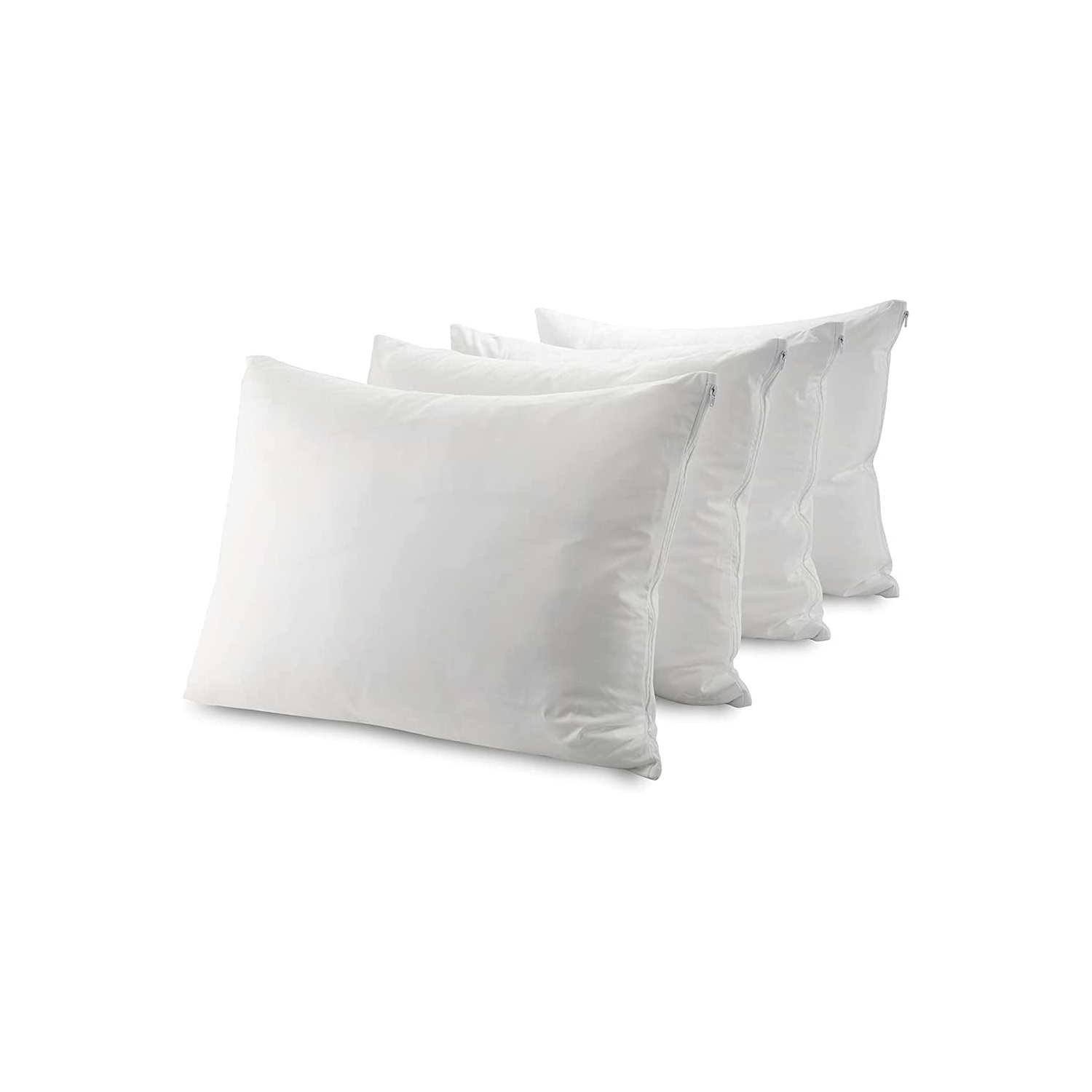 Canadian Linen Cotton Pillow Protector Full Zipper Encasement 20"x30" Standard 4 Pack Soft Breathable Natural Cooling Fabric Bed Bug Proof Pillow