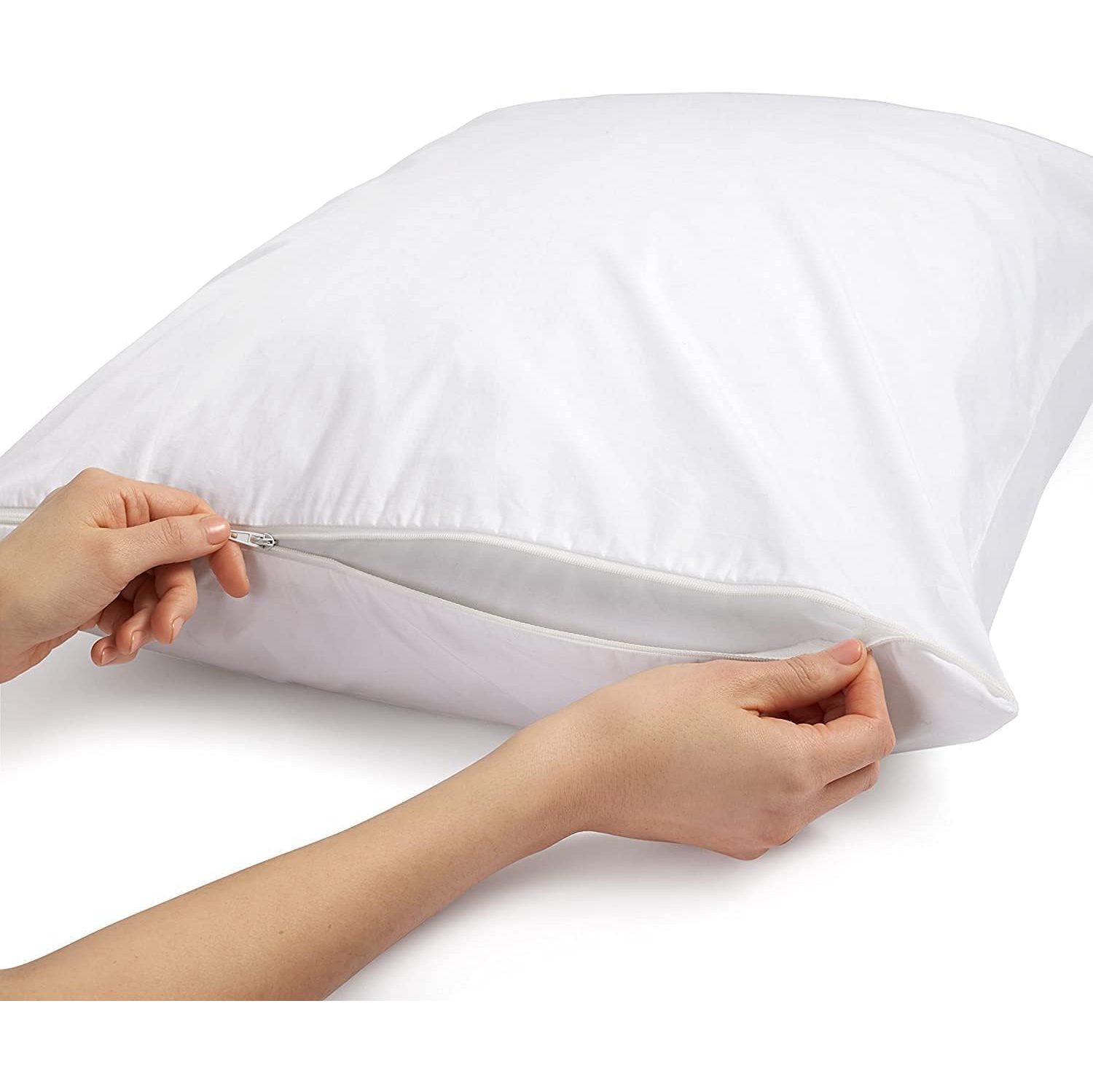 Canadian Linen Cotton Pillow Protector Full Zipper Encasement 20"x30" Standard 4 Pack Soft Breathable Natural Cooling Fabric Bed Bug Proof Pillow