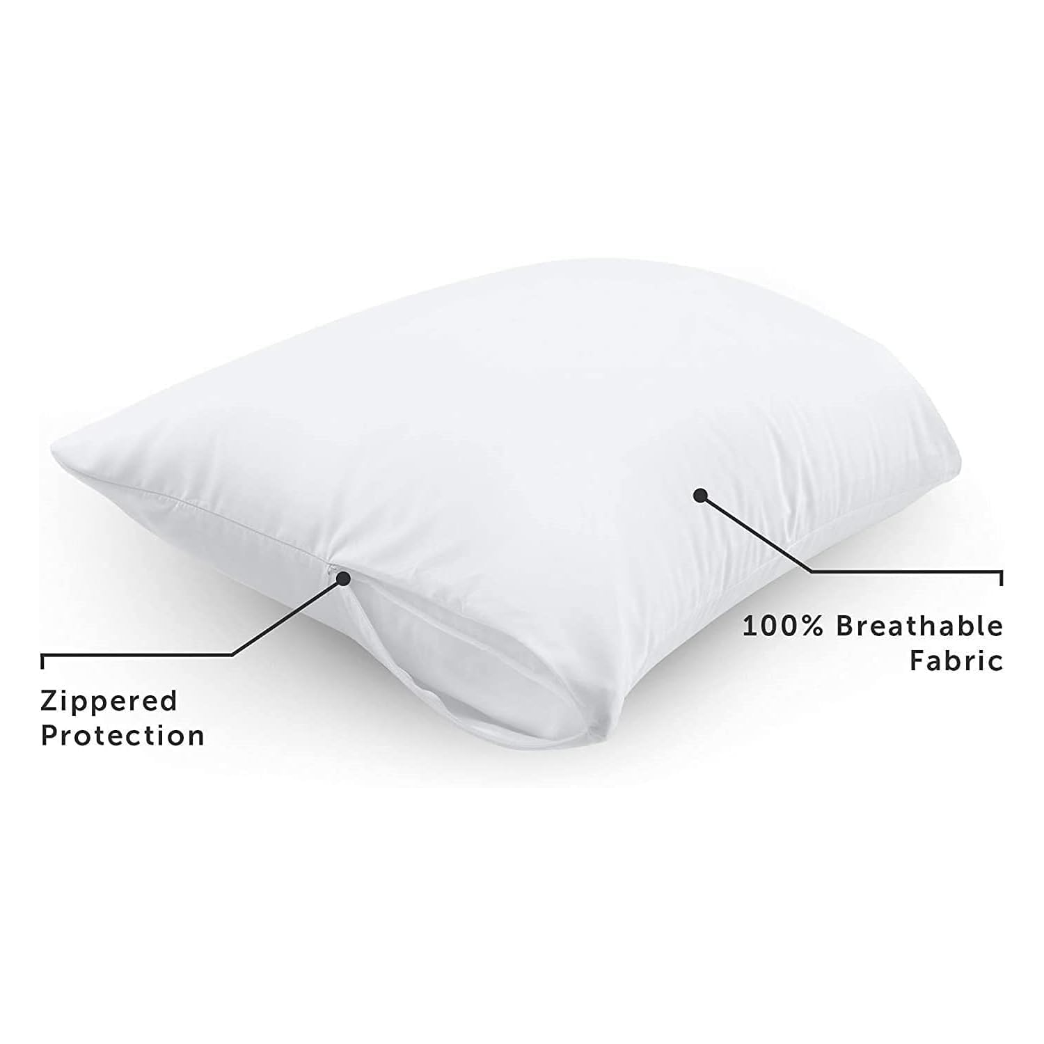 Canadian Linen Cotton Pillow Protector Full Zipper Encasement 20"x30" Standard 4 Pack Soft Breathable Natural Cooling Fabric Bed Bug Proof Pillow