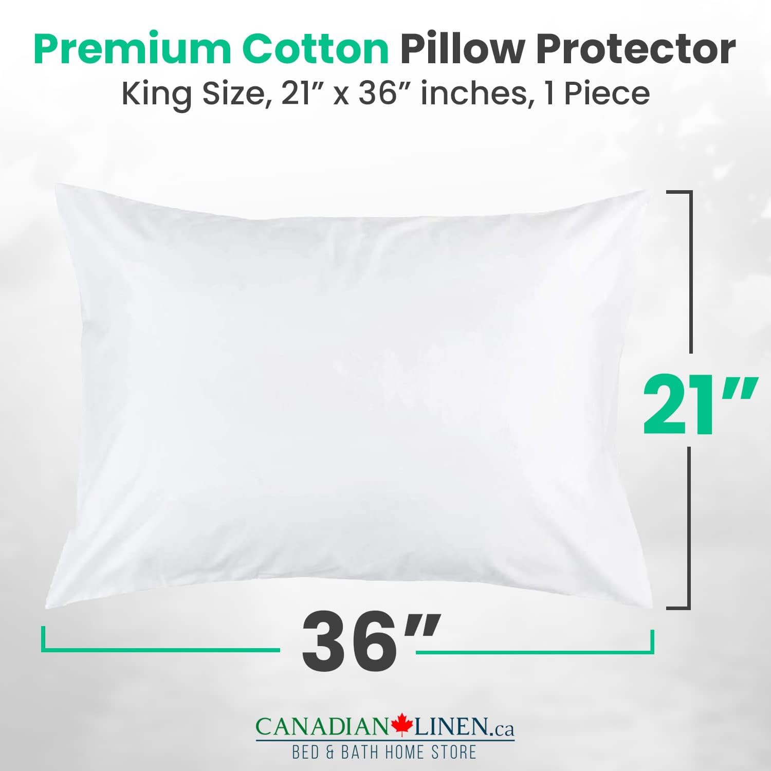 Canadian Linen Cotton Pillow Protector Full Zipper Encasement, 20"x36" King, 2 pack, Soft Breathable Natural Cooling Fabric Bed Bug Proof Pillow Cover