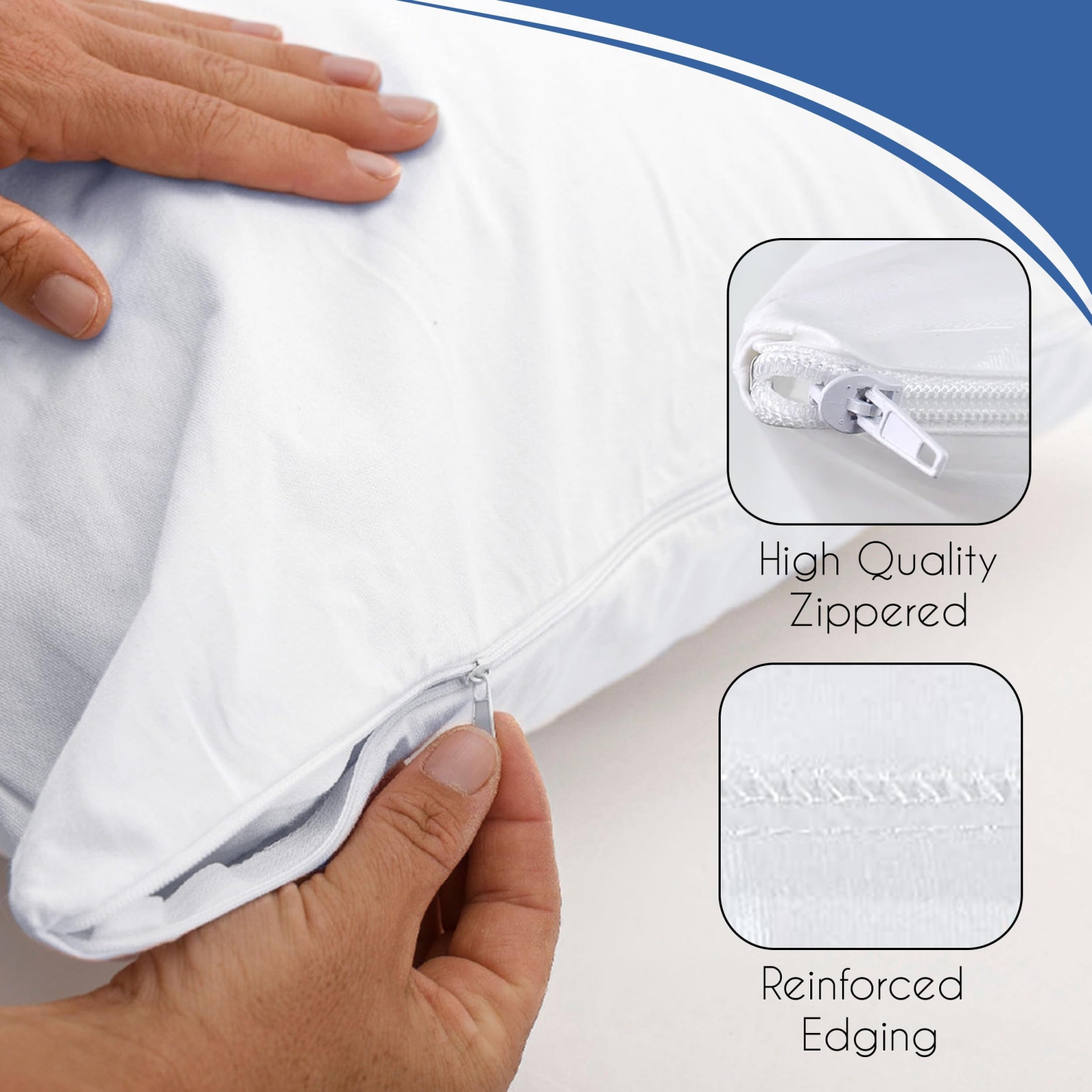 Canadian Linen Cotton Pillow Protector Full Zipper Encasement 20"x26" Standard 2 pack Soft Breathable Natural Cooling Fabric Bed Bug Proof Pillow