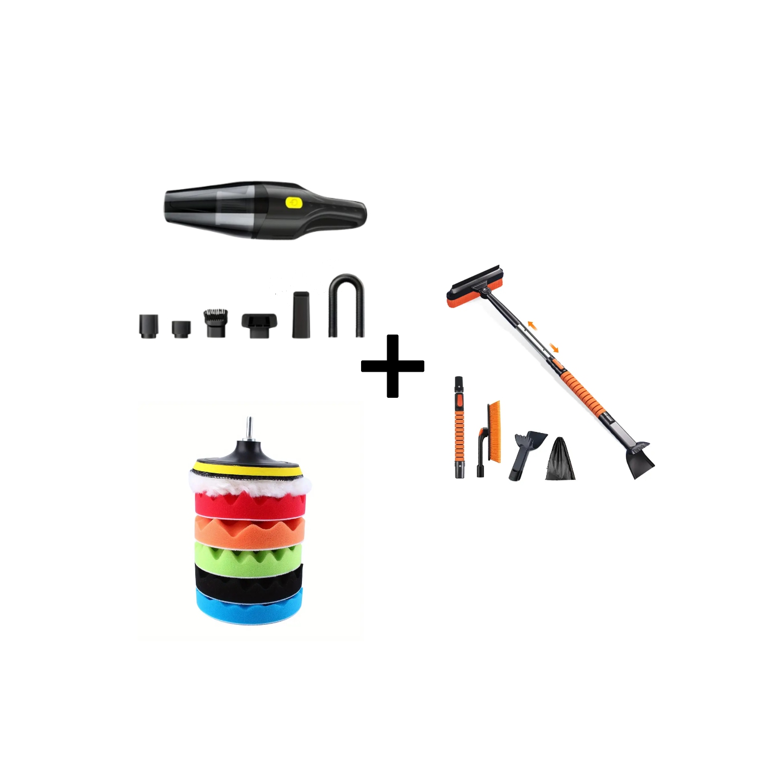 Portable Wireless Vacuum Cleaner, 42" Ice Scraper & Snow Brush, 7pcs Polishing Buffing Pads Kit
