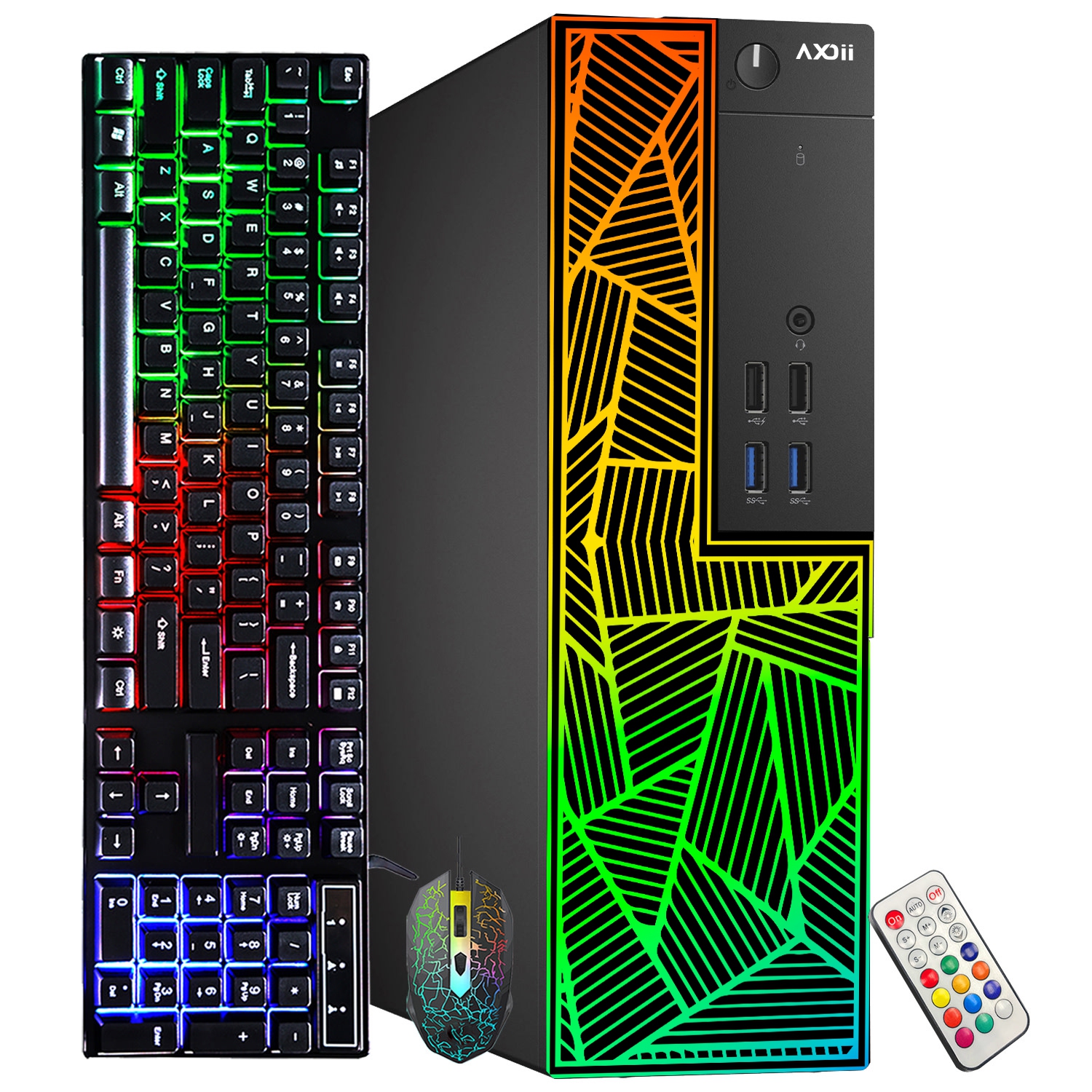 Refurbished - AXOII PRISM RGB Gaming PC Desktop Computer, Intel Core i7-6700 Upto 4.0GHz, GeForce GT 1030 2GB GDDR5, 16GB RAM, 1TB SSD, Wi-Fi,