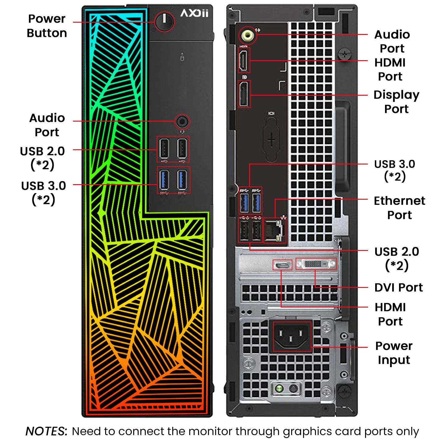 Refurbished - AXOII PRISM RGB Gaming PC Desktop Computer, Intel Core i7-6700 Upto 4.0GHz, GeForce GT 1030 2GB GDDR5, 16GB RAM, 1TB SSD, Wi-Fi,
