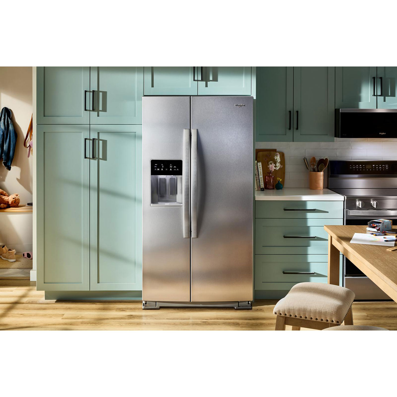 Whirlpool 36" 28.4 Cu Ft Side-By-Side Refrigerator w/ Water & Ice Dispenser - Fingerprint Resistant Stainless