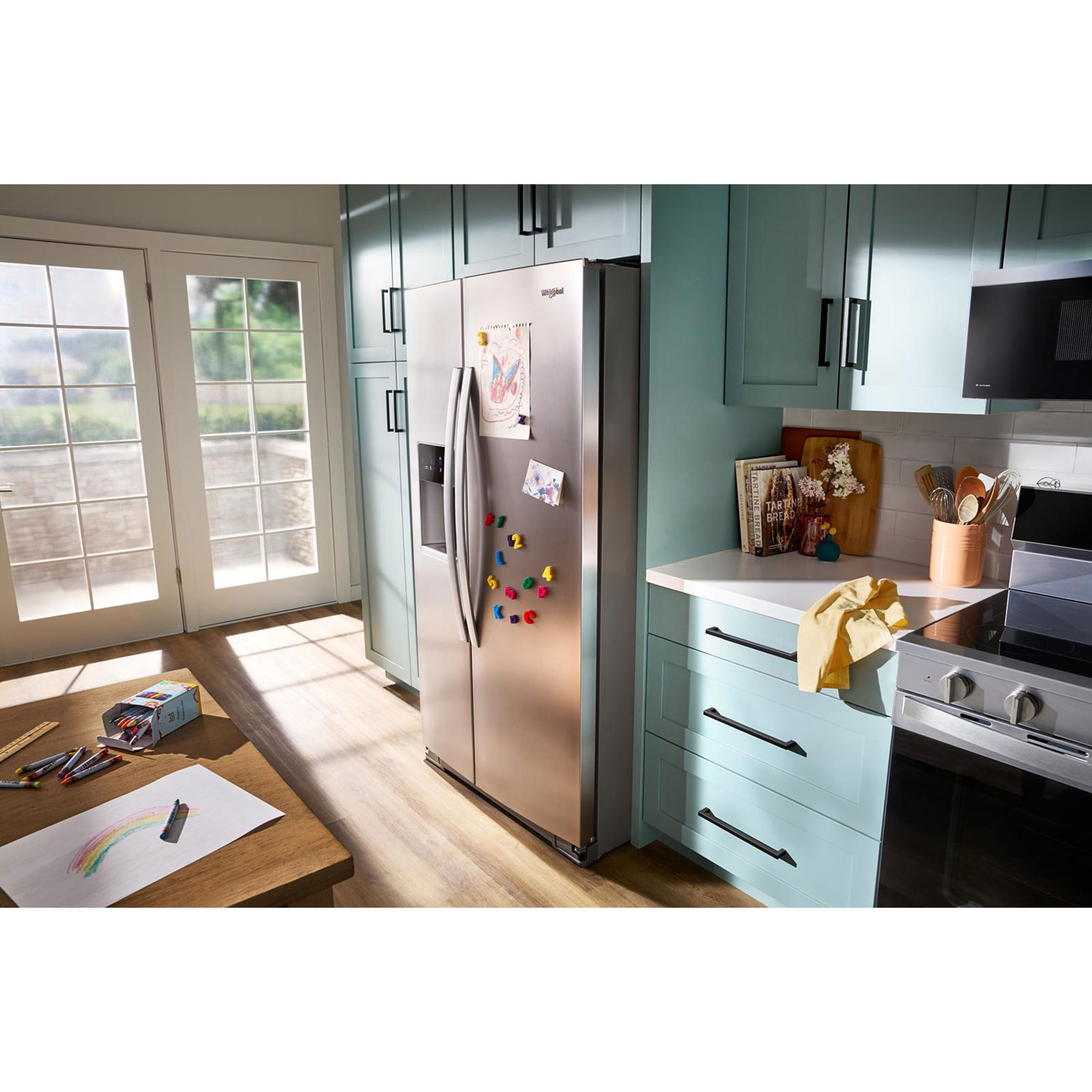 Whirlpool 36" 28.4 Cu Ft Side-By-Side Refrigerator w/ Water & Ice Dispenser - Fingerprint Resistant Stainless