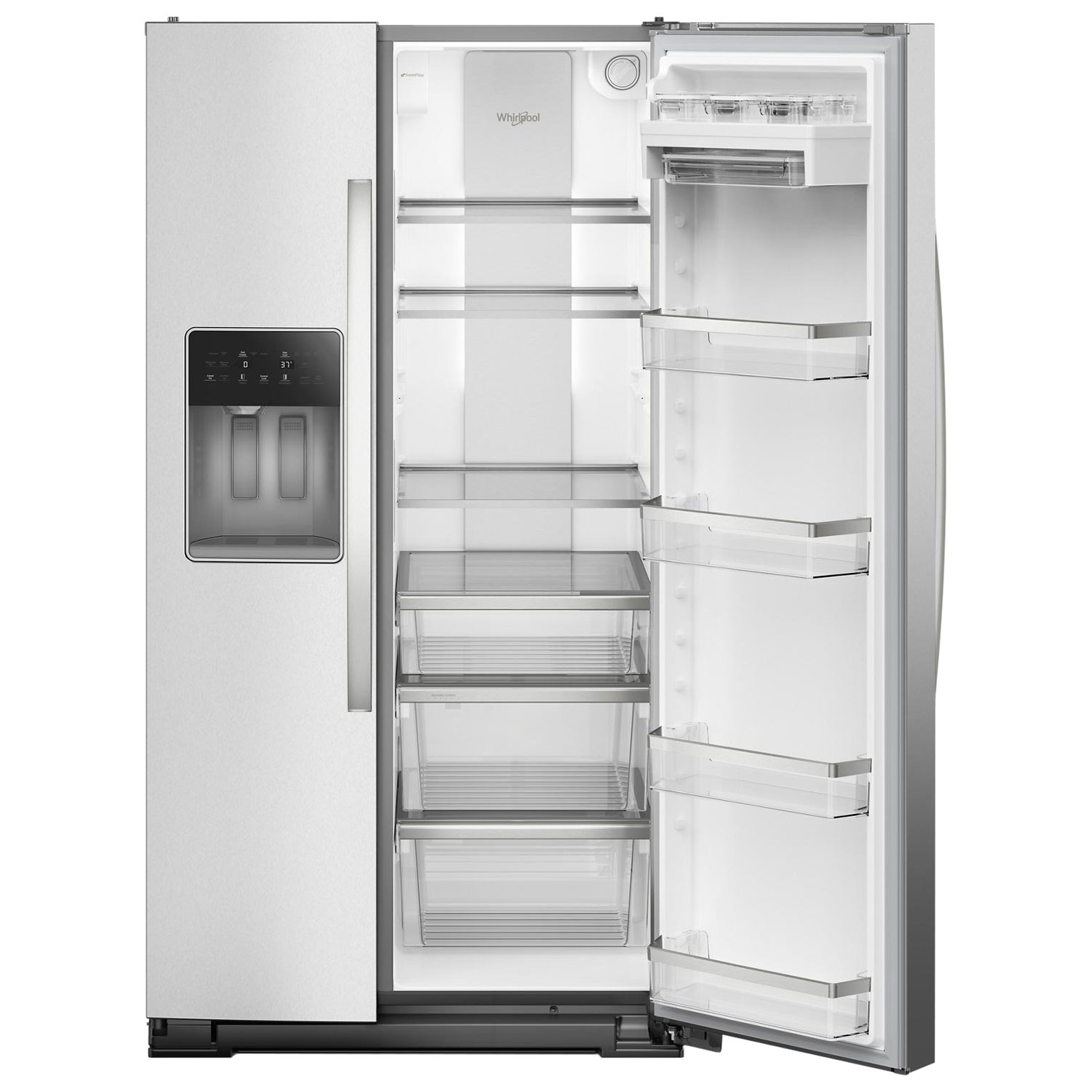Whirlpool 36" 28.4 Cu Ft Side-By-Side Refrigerator w/ Water & Ice Dispenser - Fingerprint Resistant Stainless