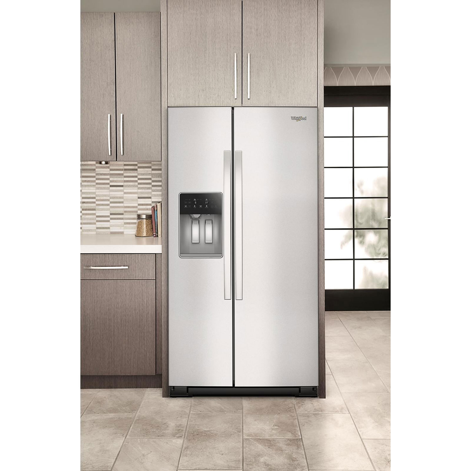 Whirlpool 36" 20.9 Cu Ft Side-By-Side Refrigerator w/ Water & Ice Dispenser - Fingerprint Resistant Stainless