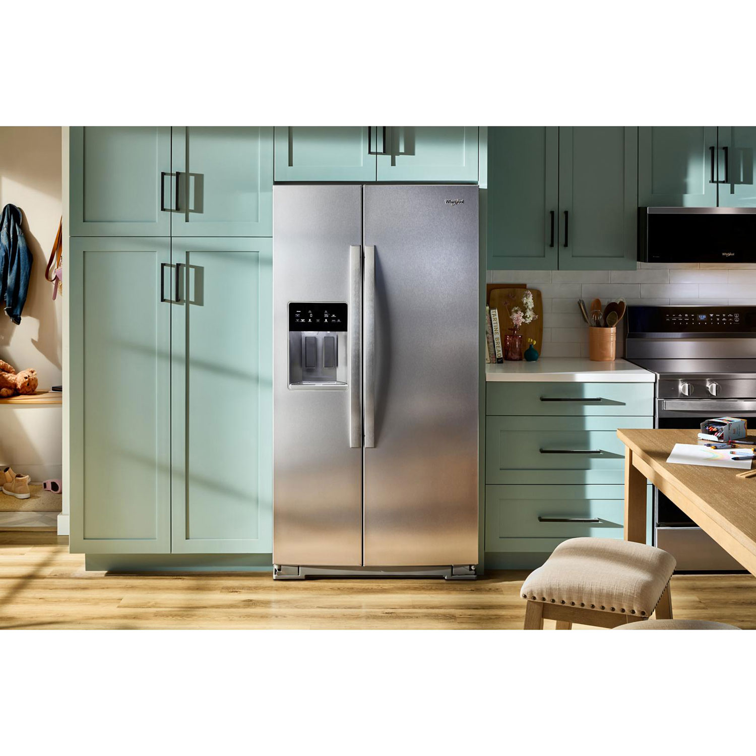 Whirlpool 36" 20.9 Cu Ft Side-By-Side Refrigerator w/ Water & Ice Dispenser - Fingerprint Resistant Stainless
