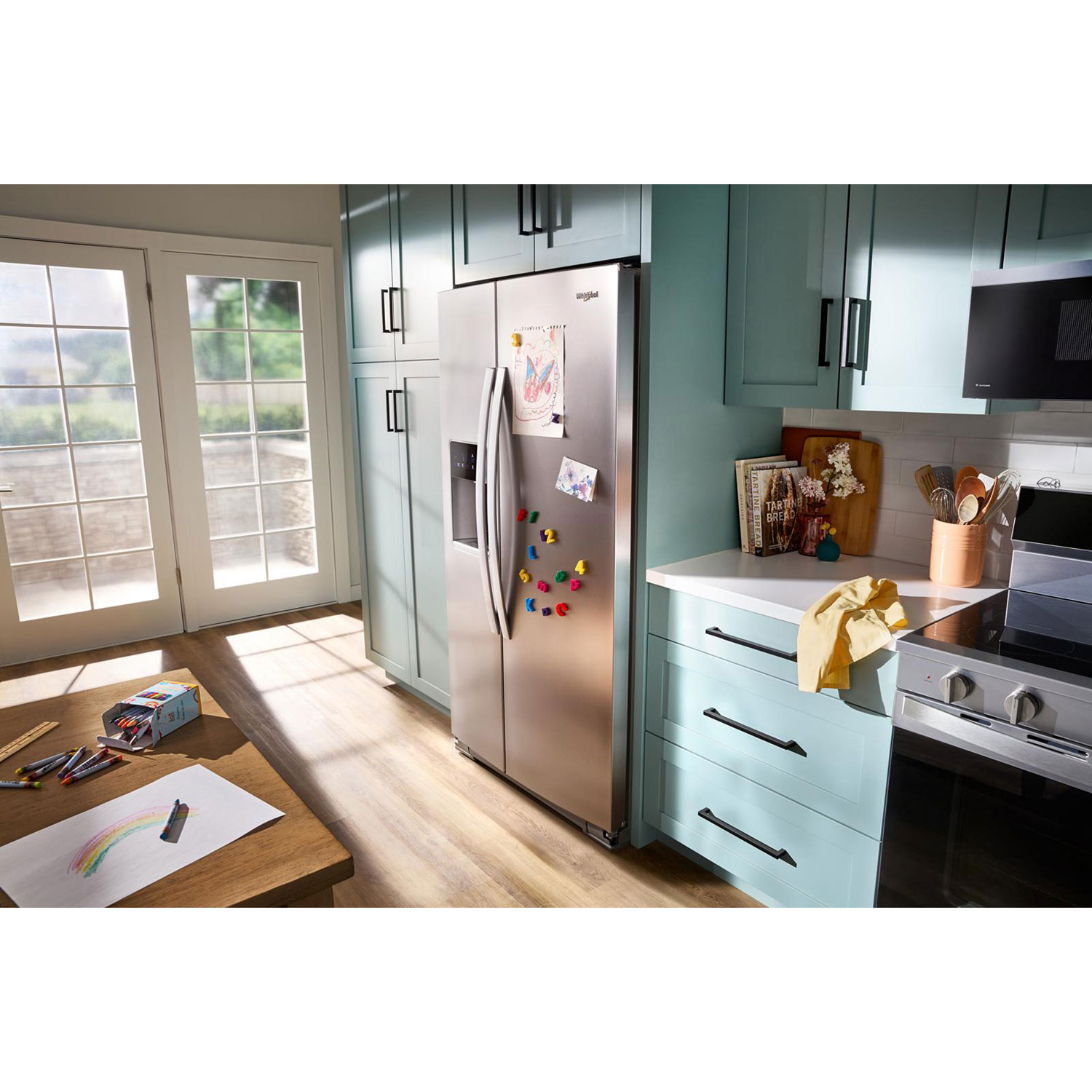 Whirlpool 36" 20.9 Cu Ft Side-By-Side Refrigerator w/ Water & Ice Dispenser - Fingerprint Resistant Stainless