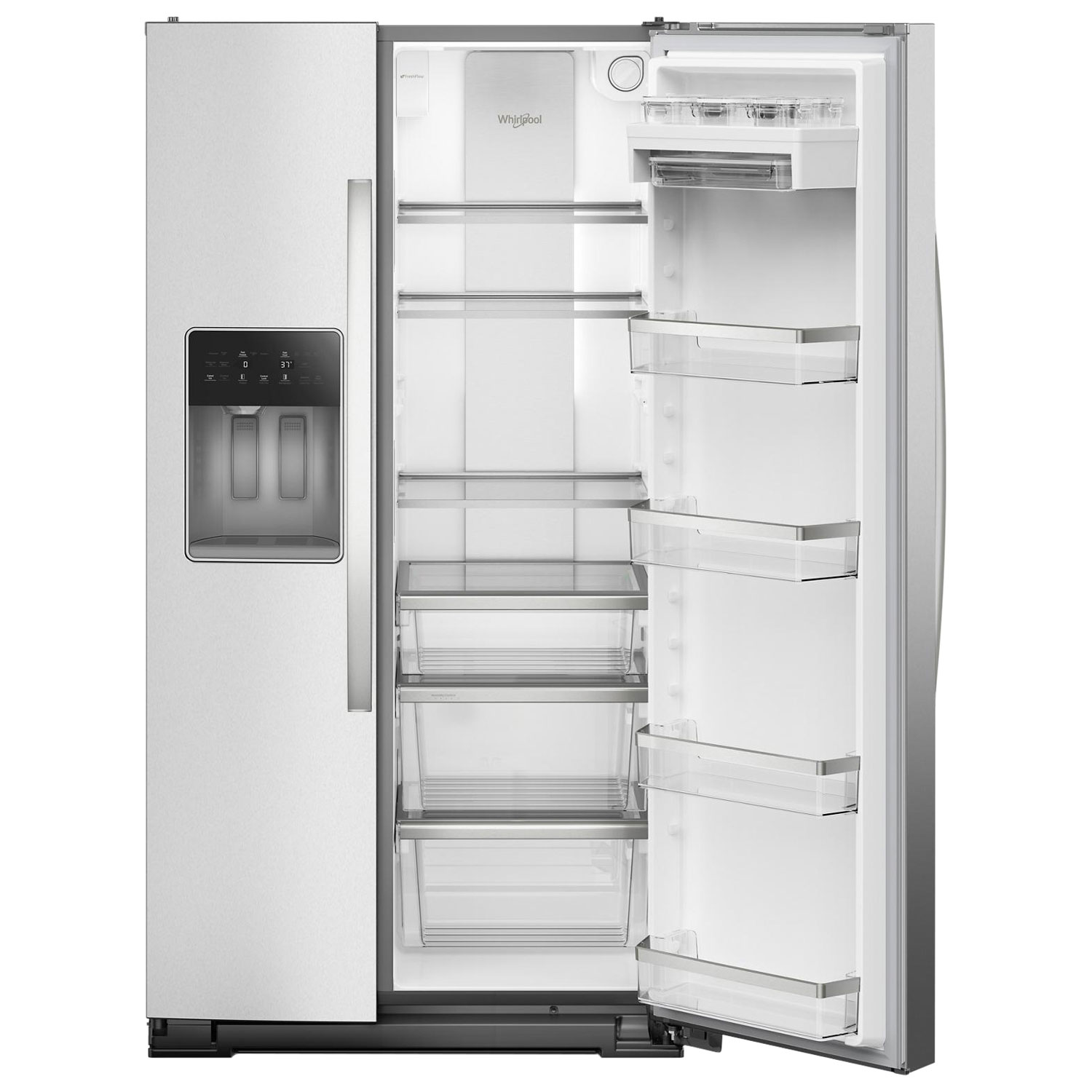 Whirlpool 36" 20.9 Cu Ft Side-By-Side Refrigerator w/ Water & Ice Dispenser - Fingerprint Resistant Stainless