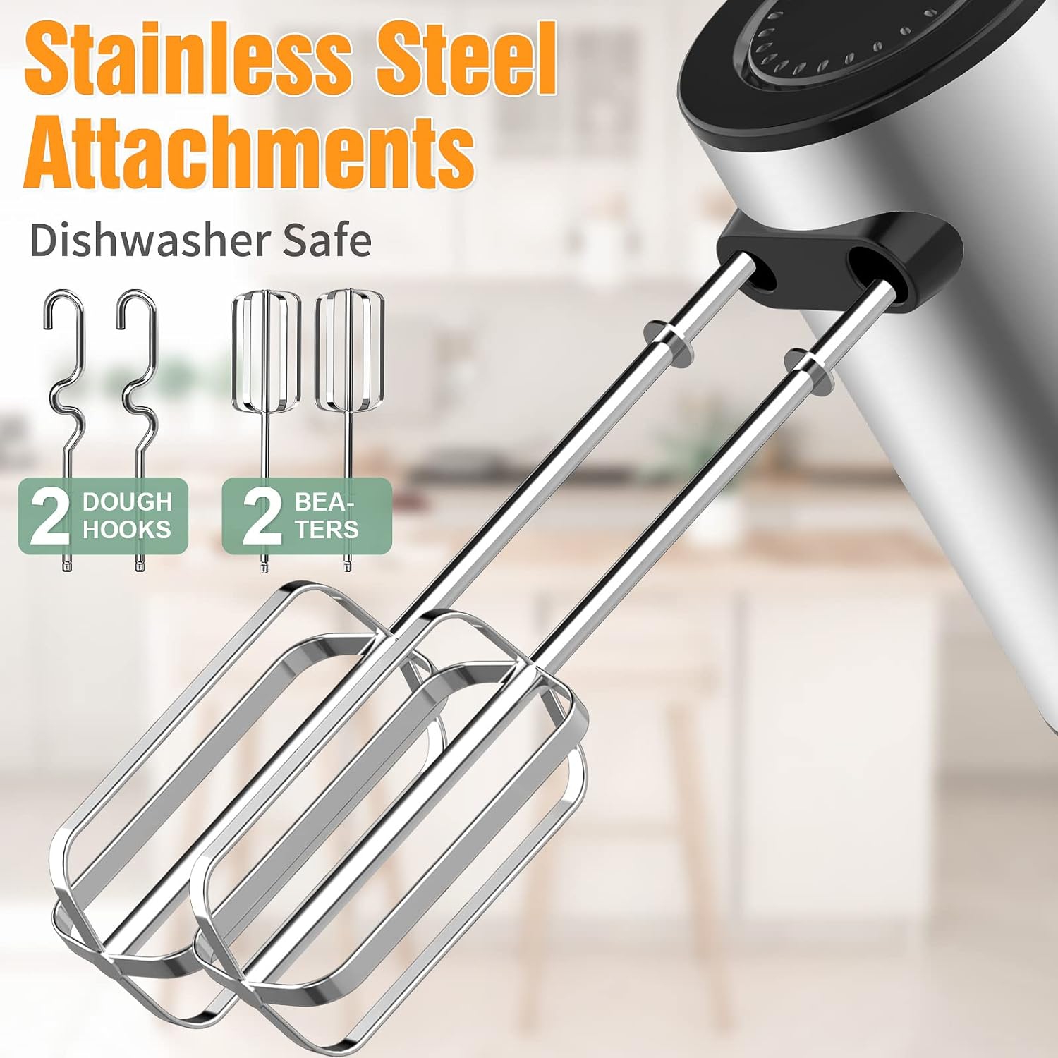 600W Electric Hand Mixer Kitchen Handheld Mixer 10 Speed Powerful with Turbo for Baking Cake Lightweight & Personal Electric Mixer with Beaters Dough