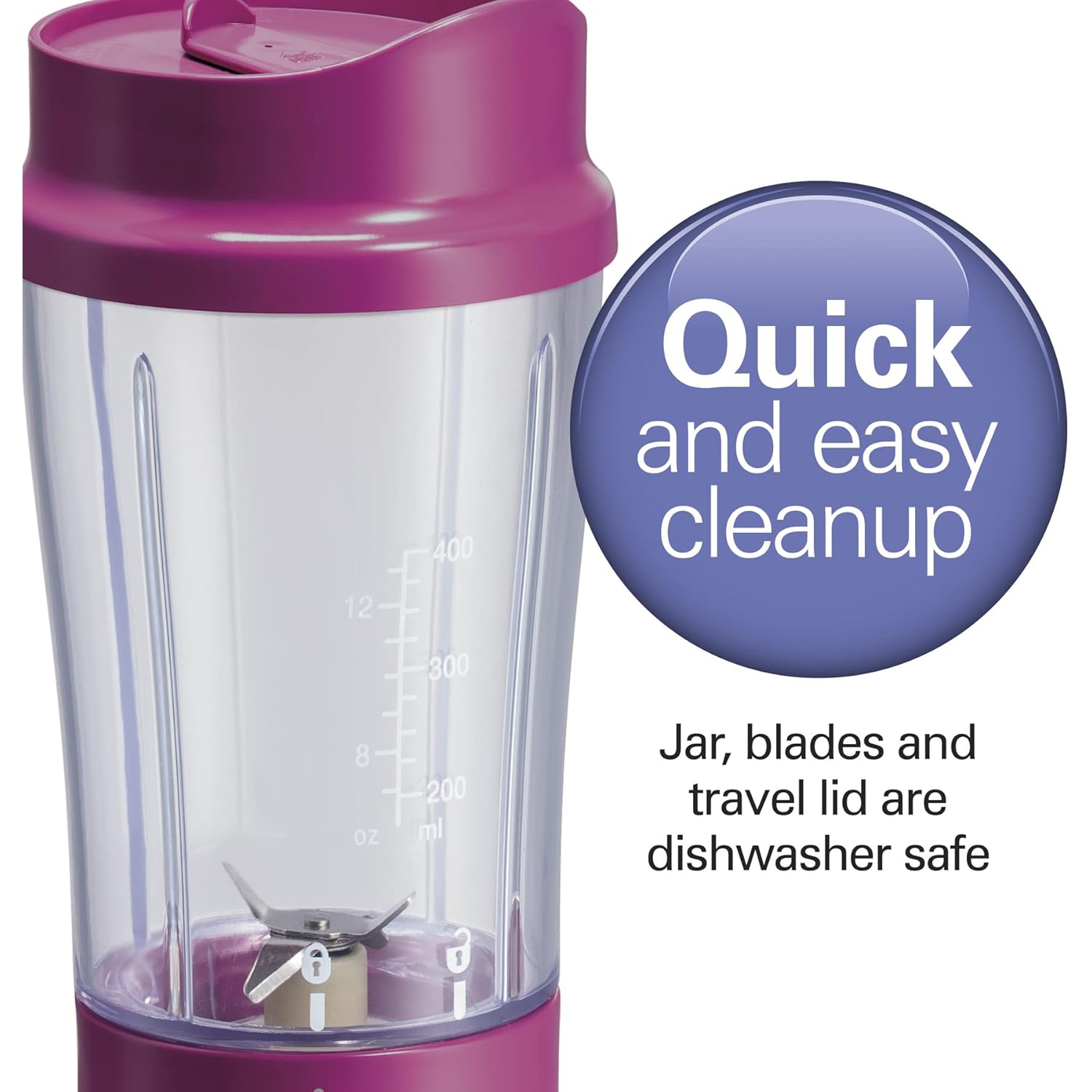 Hamilton Beach® Personal Blender with Travel Lid, 14 oz, Raspberry, 51131G