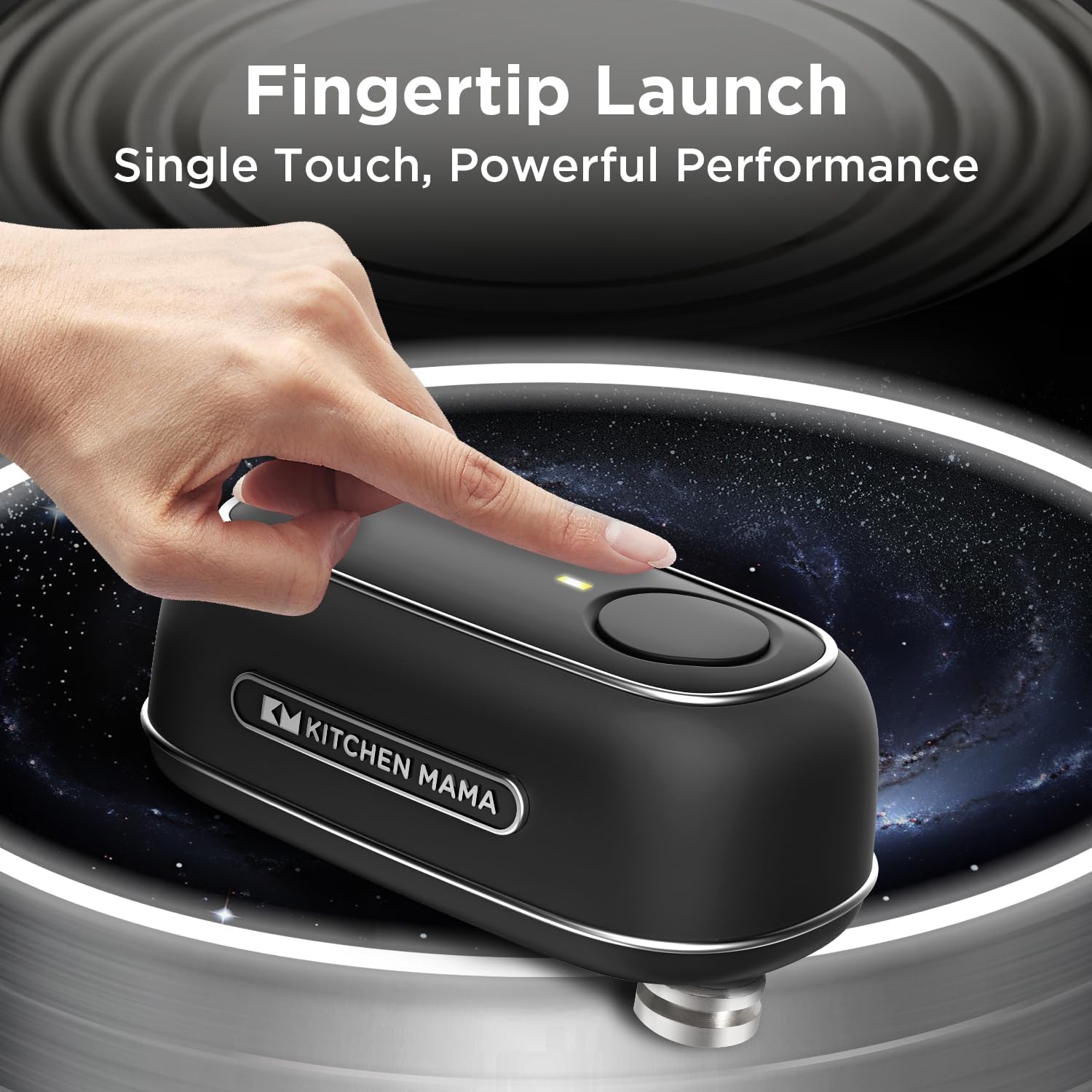 Kitchen Mama Orbit One Rechargeable Can Opener: Hands-Free Operation, Type-C Charging, Automatic Shut-Off, Smooth Edge, Professional-Grade Blade for