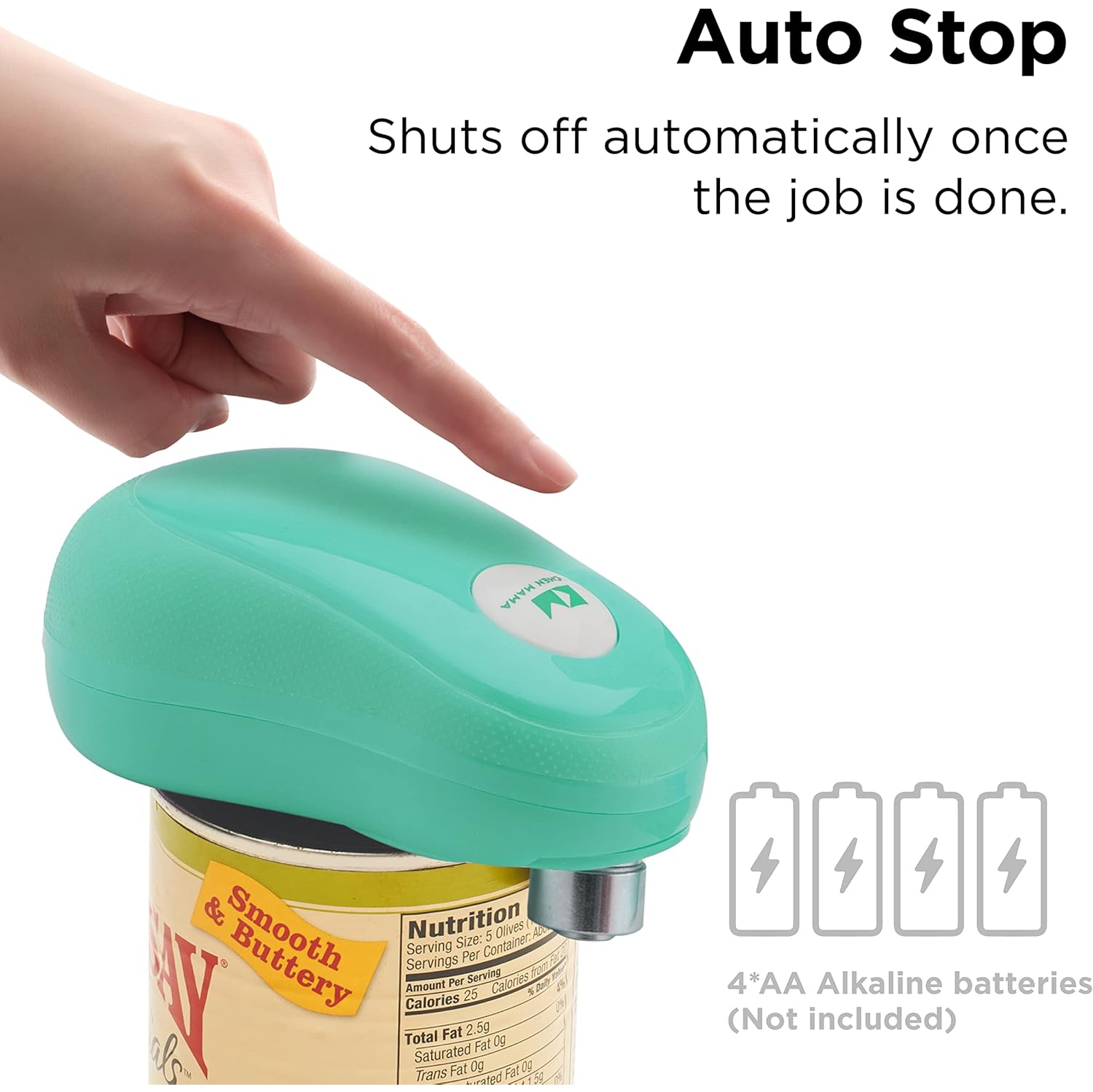 One Touch Electric Can Opener with Auto Shut-Off: Open Cans with Only One Push of A Button - Ergonomic, Smooth Edge, Food-Safe, Prime for Seniors