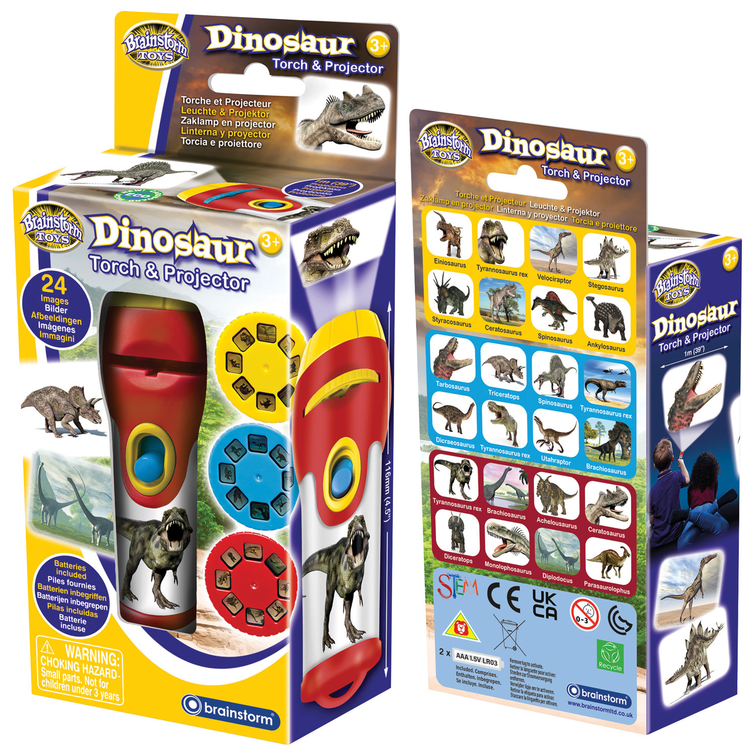Lampe de poche et projecteur Dinosaures de Brainstorm