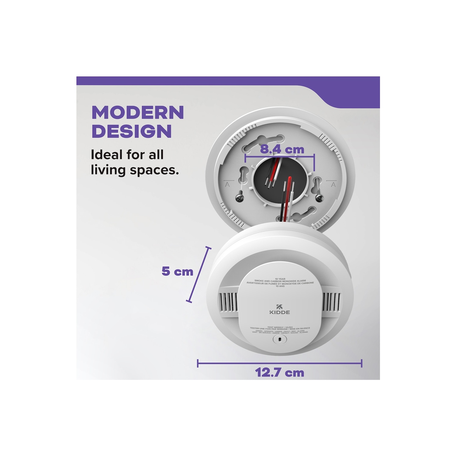 Nouveau – Détecteur de fumée et de monoxyde de carbone combiné câblé Kidde avec alerte vocale et pile de secours de 10 ans (30CUA10-VCA)