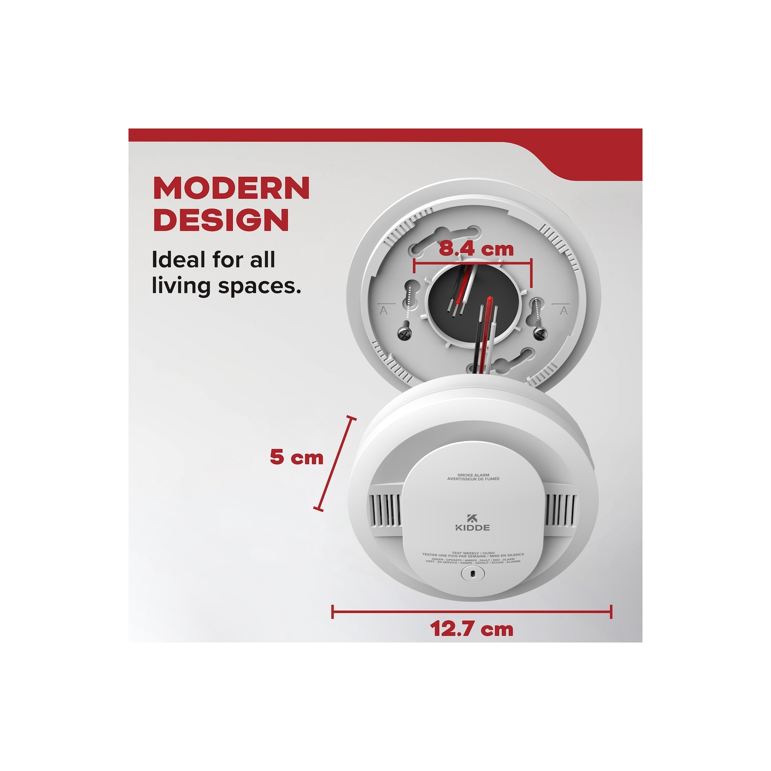 Nouveau – Détecteur de fumée câblé Kidde avec 2 piles AA de secours