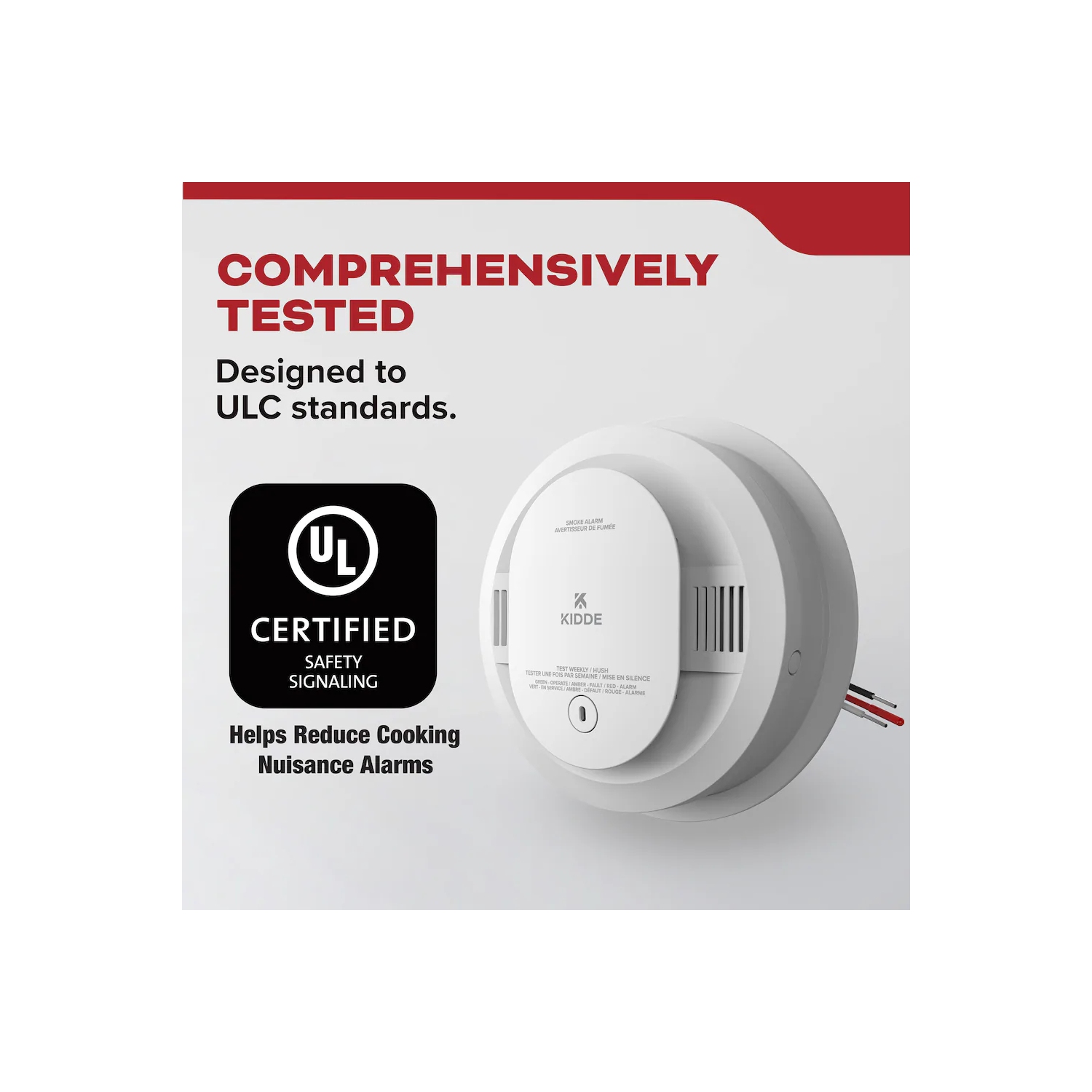 Nouveau – Détecteur de fumée câblé Kidde avec 2 piles AA de secours