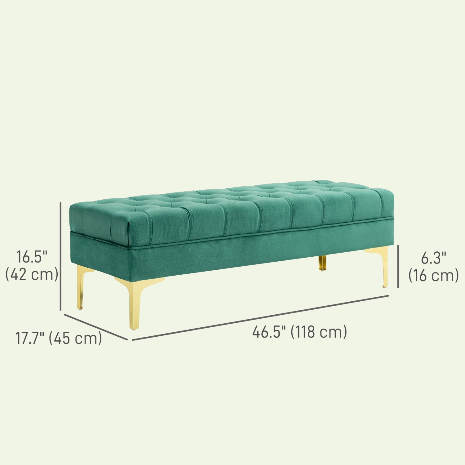 HOMCOM Velvet Upholstered Bench Seat, End of Bed Bench, Entryway Shoe Bench with Button Tufted and Metal Legs for Living Room, Bedroom, Dining Room,