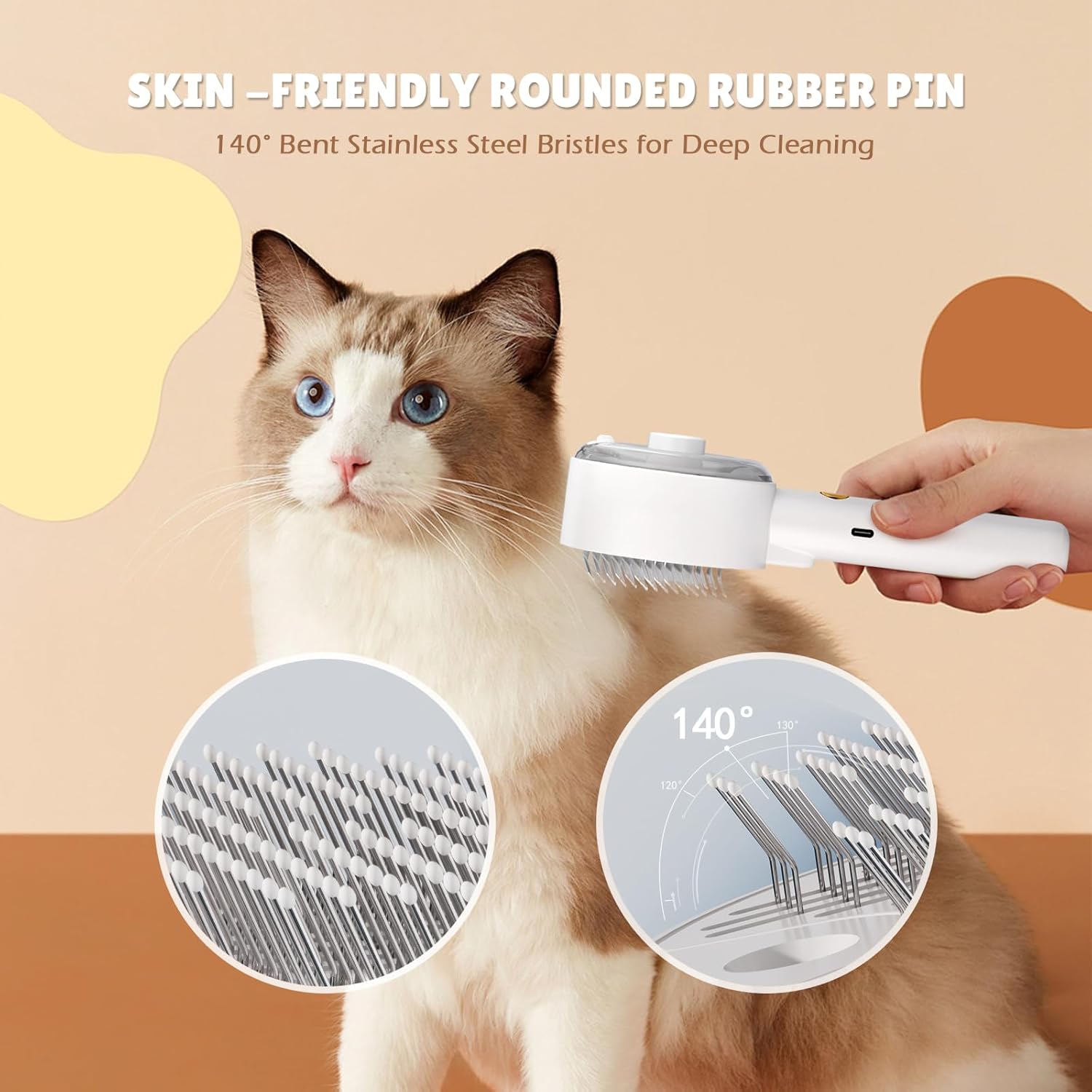 Steam Cat Brush,Spray Pet Grooming Brush & Hair Removal Comb for Indoor Cat Hair Removal,Massage Cleaning