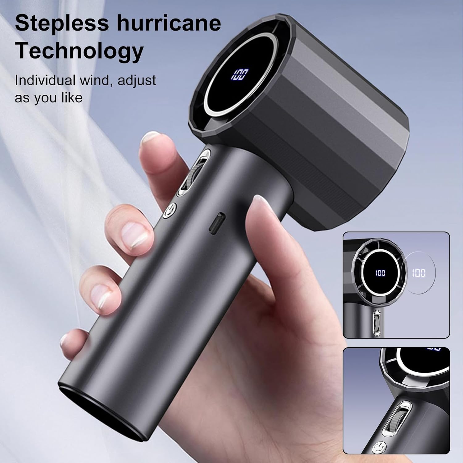 Portable Fan for Travel,Adjustable Speed Powerful Mini Fan,Personal Handheld Fan with LCD Display,USB Rechargeable Small Fan for Travel Indoor Outdoor