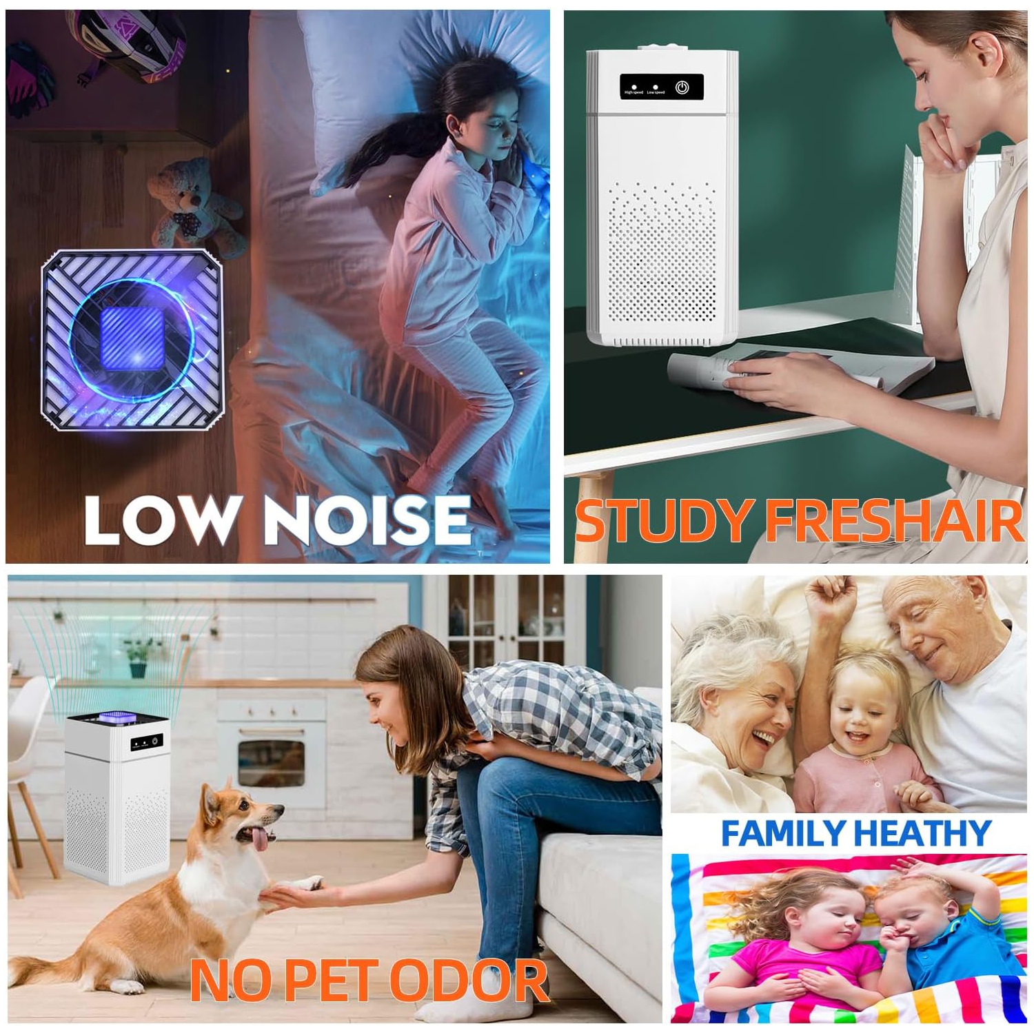 Air Purifier for Bedroom HEPA Air Purifier for Pet Smoke Pollen Dander Hair Smell Air Cleaner For Office Living Room