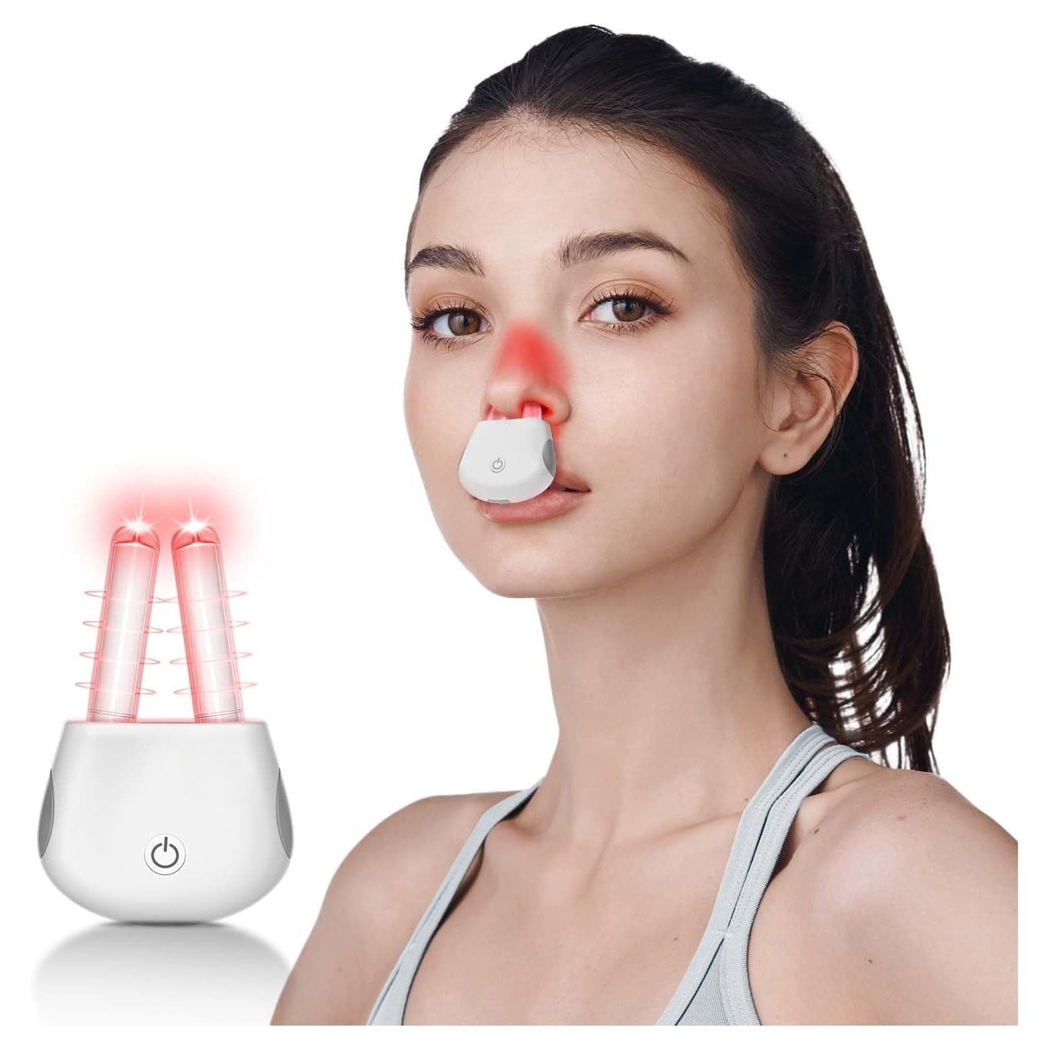 Thérapie nasale à lumière rouge pour nez Appareil de thérapie nasale à infrarouge rechargeable portative pour nez