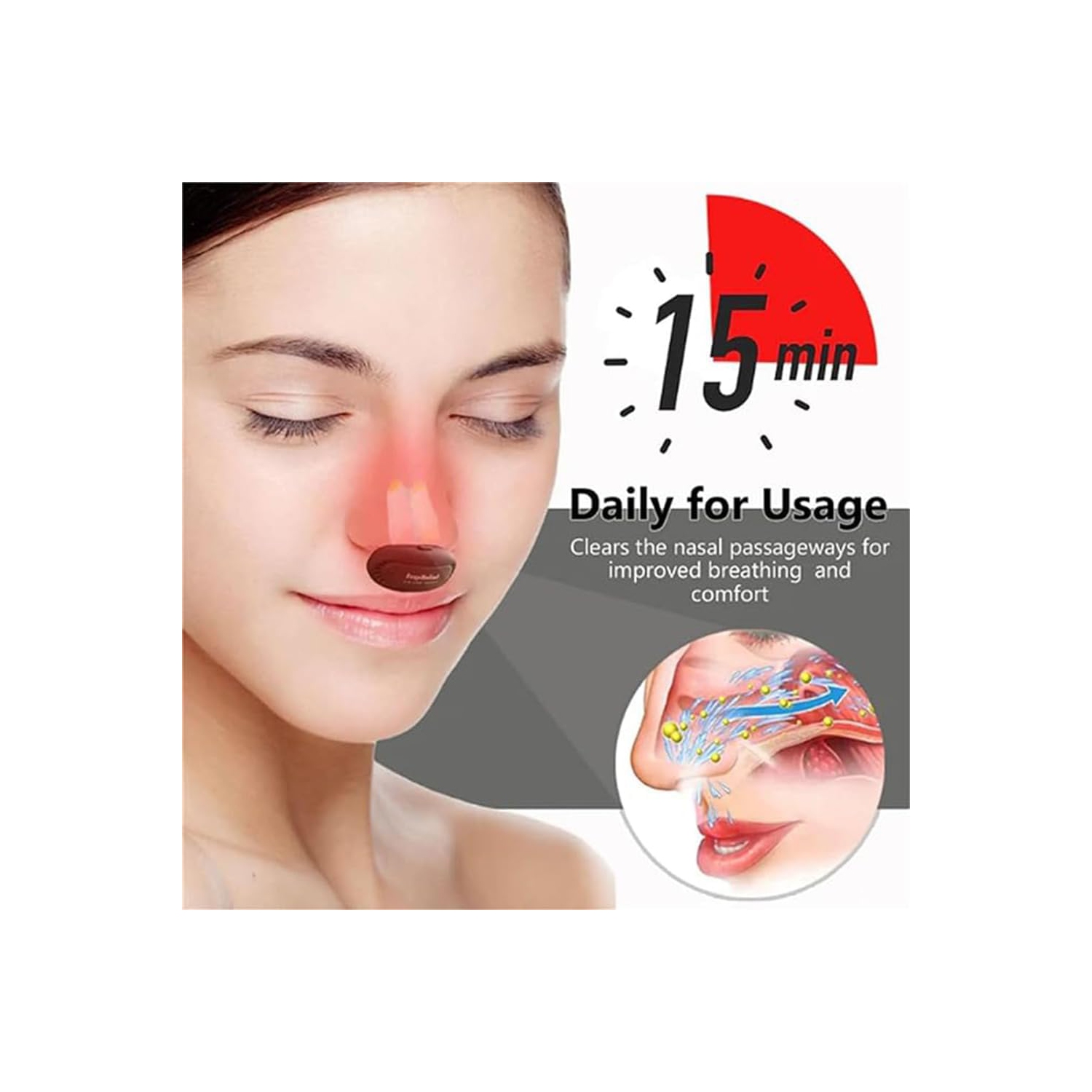 Dispositif de thérapie nasale Red Light Appareil apaisant nasal externe pour rhinite à lumière infrarouge