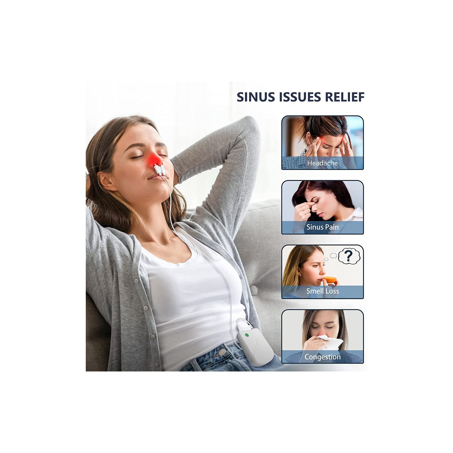 Red Light Nasal Therapy Device Portable Painless Rhinitis Machine Nasal Mucosa Repair Itching Device Relieves Sinus Pain