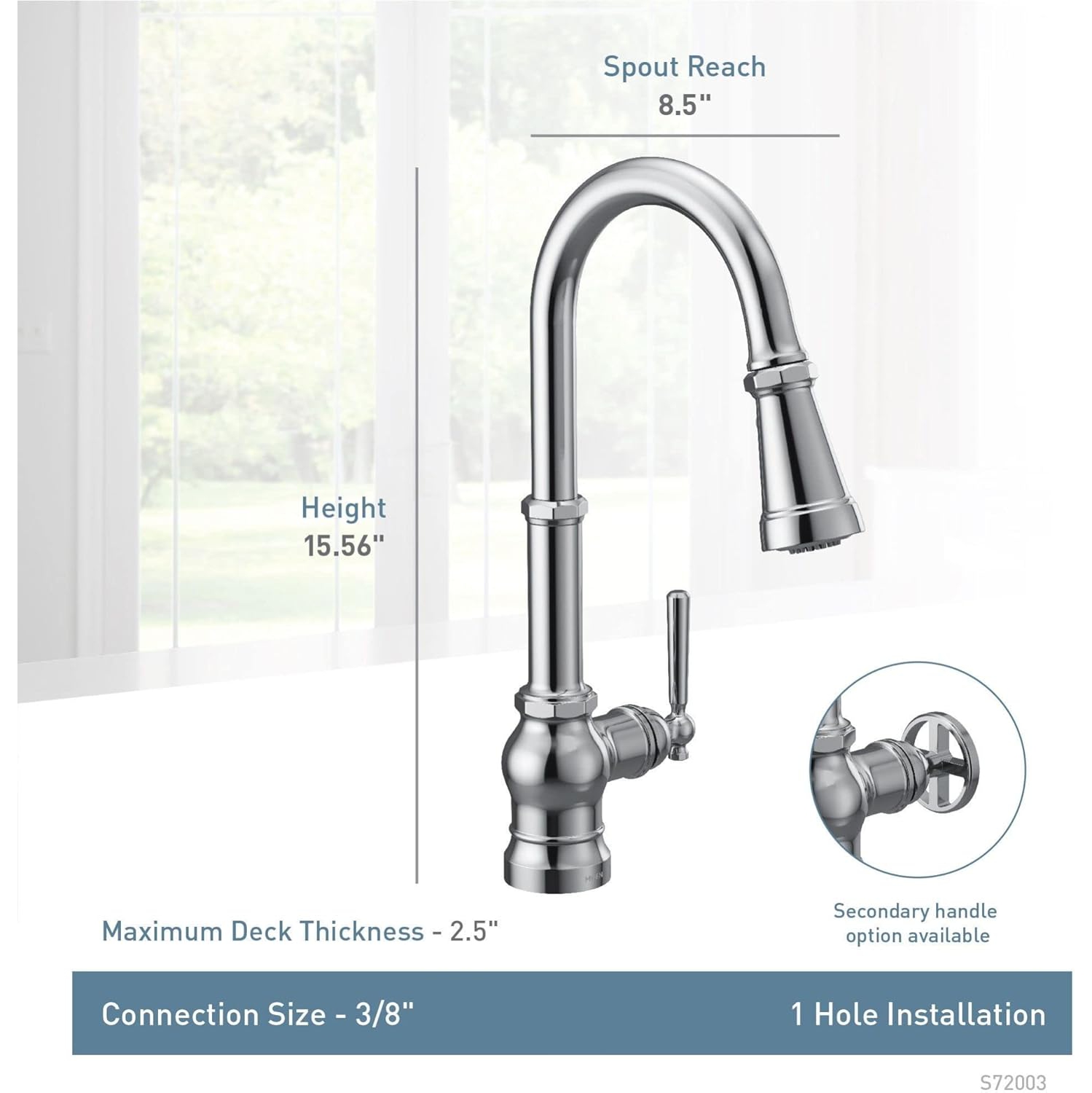 Robinet de cuisine Moen S72003BL Paterson One avec Power Boost, poignée interchangeable, noir mat