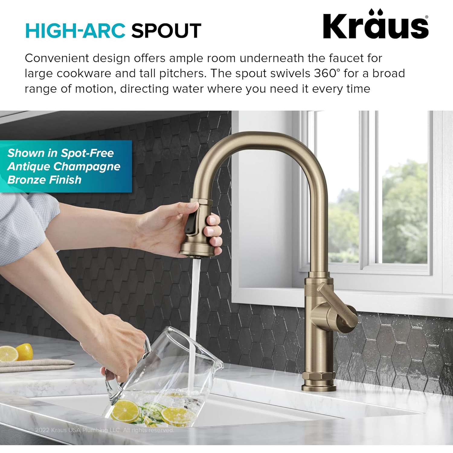 KRAUS – Robinet de cuisine industriel à poignée simple Allyn, acier inoxydable sans taches, KPF-4102SFS