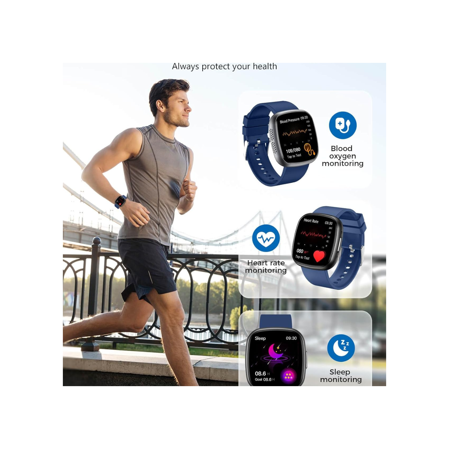 Smart Watch, 1.72" Smart Watch for Men Women, Fitness Tracker with 100+ Sport Modes, IP68 Waterproof, Heart Rate/Sleep/Spo2 Monitor, Activity Tracker