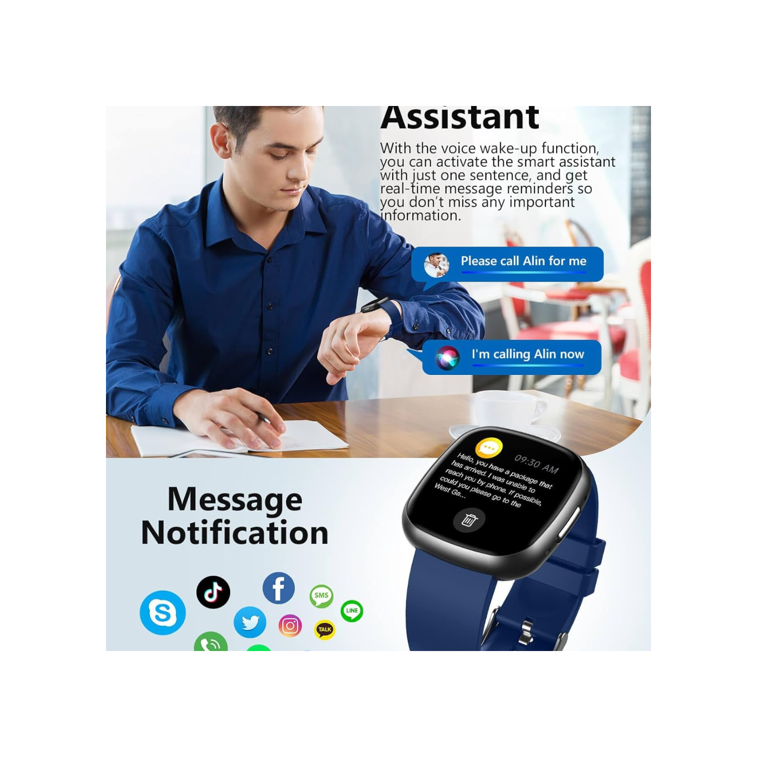 Smart Watch, 1.72" Smart Watch for Men Women, Fitness Tracker with 100+ Sport Modes, IP68 Waterproof, Heart Rate/Sleep/Spo2 Monitor, Activity Tracker