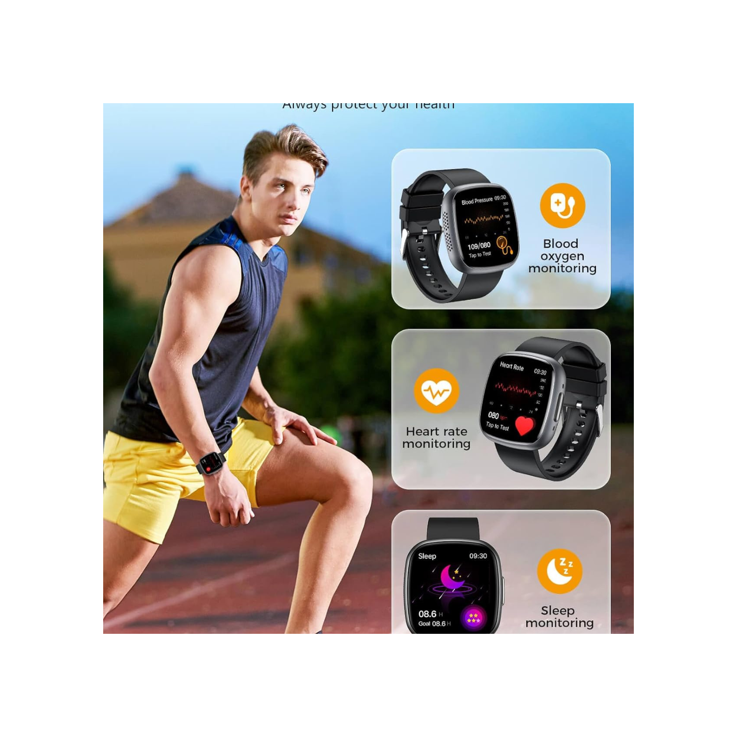 Smart Watch, 1.72" Smart Watch for Men Women, Fitness Tracker with 100+ Sport Modes, IP68 Waterproof, Heart Rate/Sleep/Spo2 Monitor, Activity Tracker