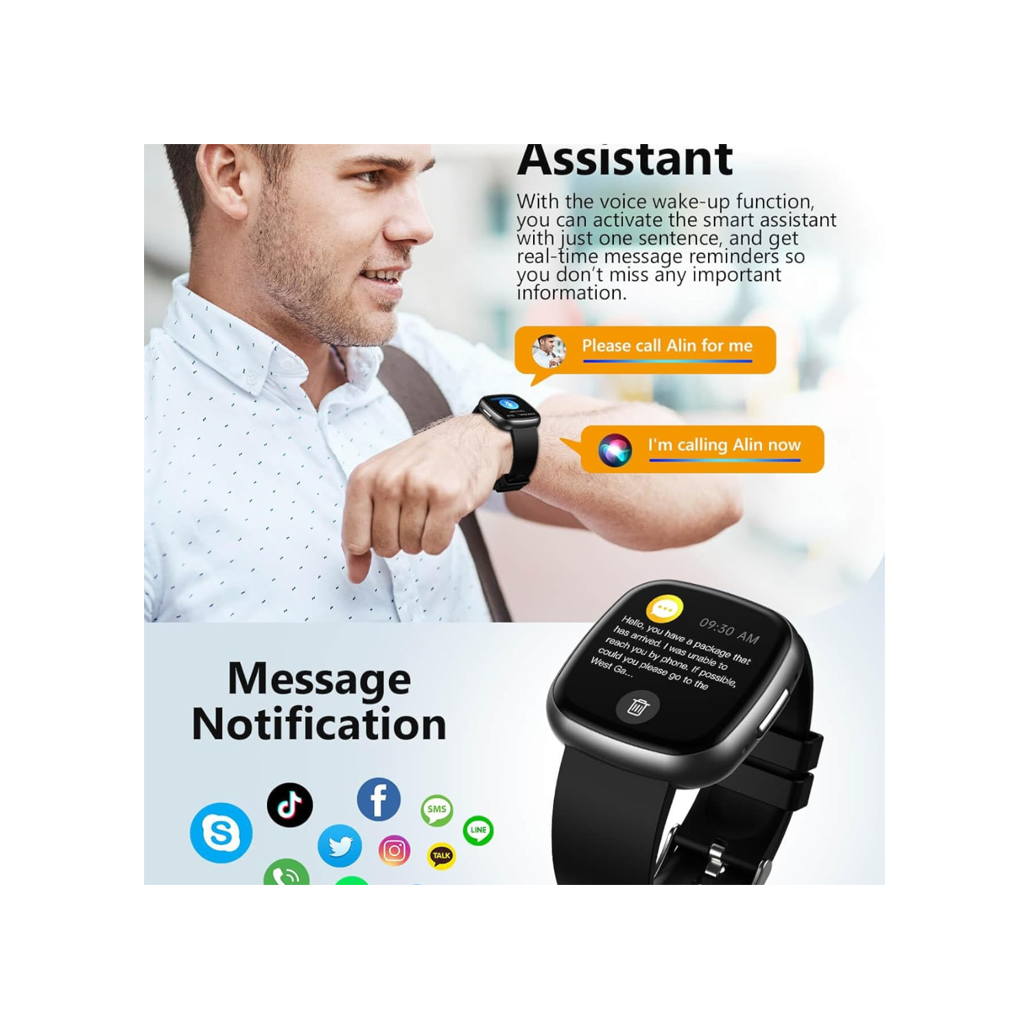 Smart Watch, 1.72" Smart Watch for Men Women, Fitness Tracker with 100+ Sport Modes, IP68 Waterproof, Heart Rate/Sleep/Spo2 Monitor, Activity Tracker