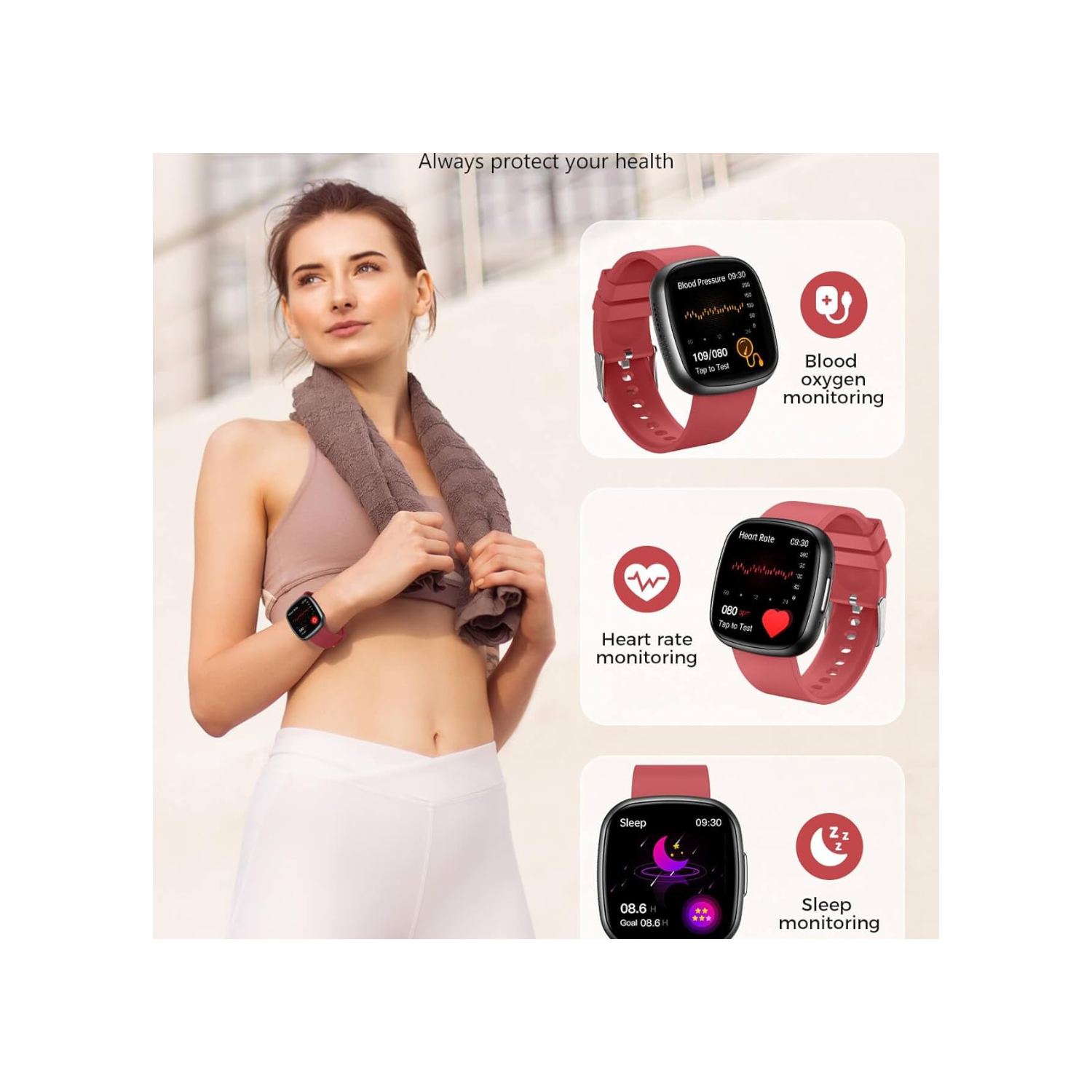 Smart Watch, 1.72" Smart Watch for Men Women, Fitness Tracker with 100+ Sport Modes, IP68 Waterproof, Heart Rate/Sleep/Spo2 Monitor, Activity Tracker