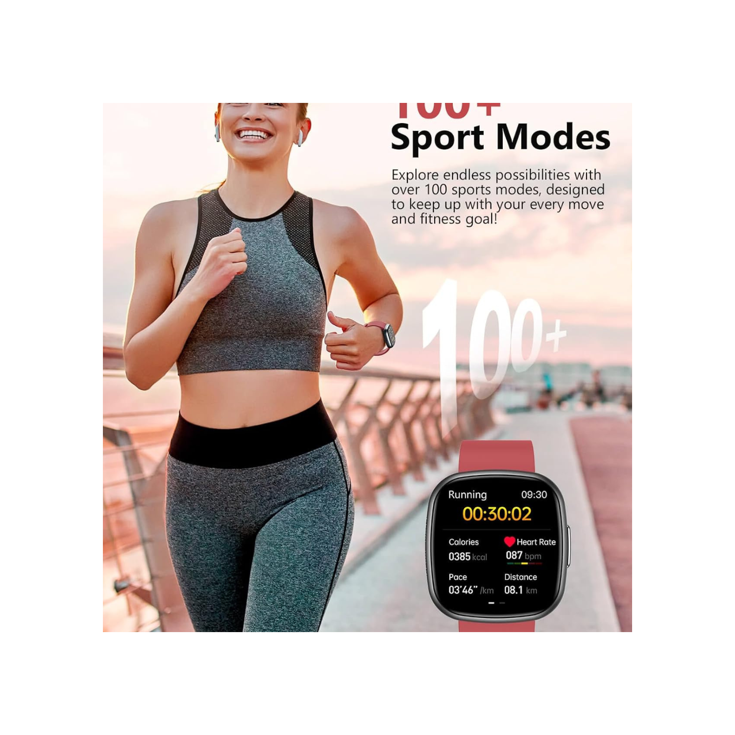 Smart Watch, 1.72" Smart Watch for Men Women, Fitness Tracker with 100+ Sport Modes, IP68 Waterproof, Heart Rate/Sleep/Spo2 Monitor, Activity Tracker