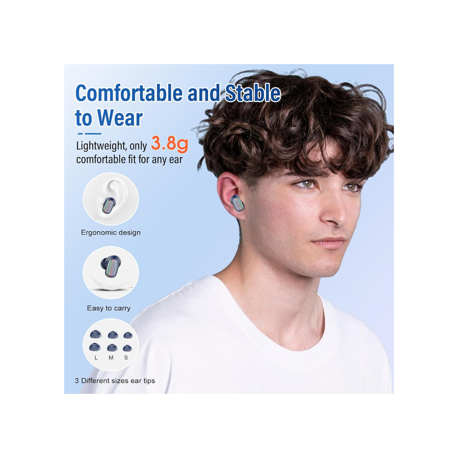 Wireless Earbuds, Bluetooth 5.4 Earbuds Stereo Bass, 40Hrs Playtime Bluetooth Earbuds Built in Noise Cancellation Mic, Bluetooth Headphones in-Ear