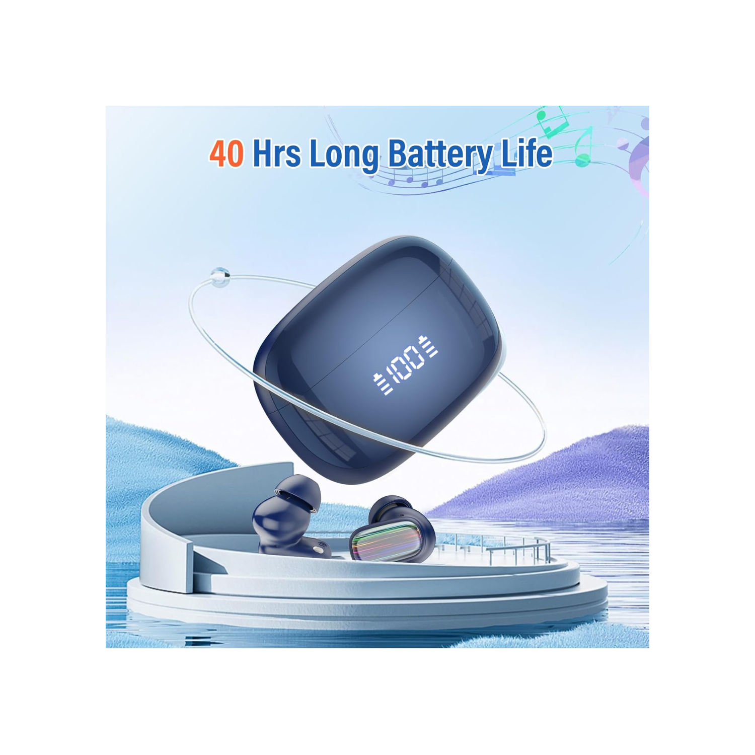 Wireless Earbuds, Bluetooth 5.4 Earbuds Stereo Bass, 40Hrs Playtime Bluetooth Earbuds Built in Noise Cancellation Mic, Bluetooth Headphones in-Ear