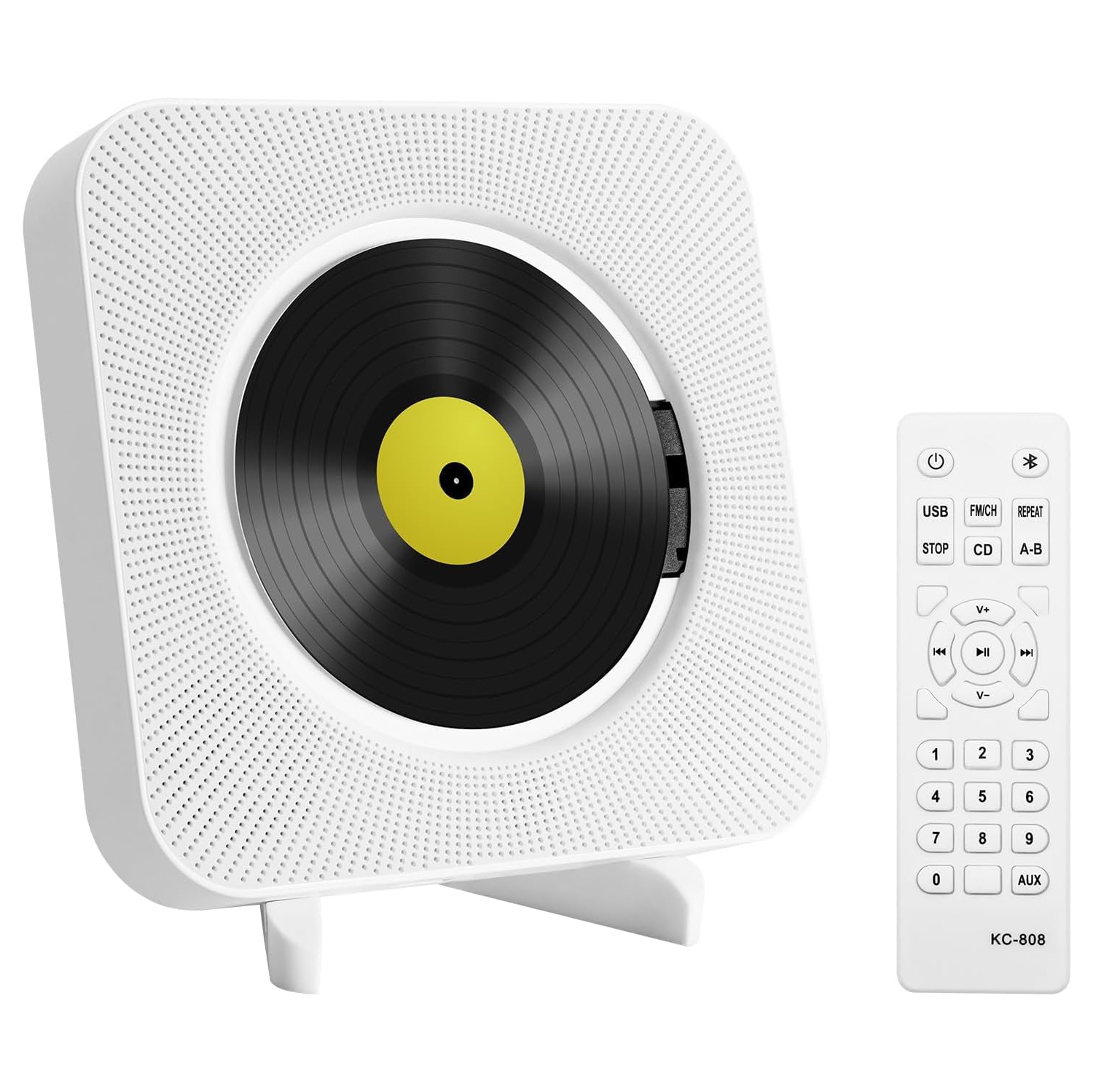 Hathcack Bluetooth Music Portable CD Player - Wall Mountable Multifunction Built-in HiFi Speakers - Pulling-Switch CD Player Home Audio Boombox with Remote Control