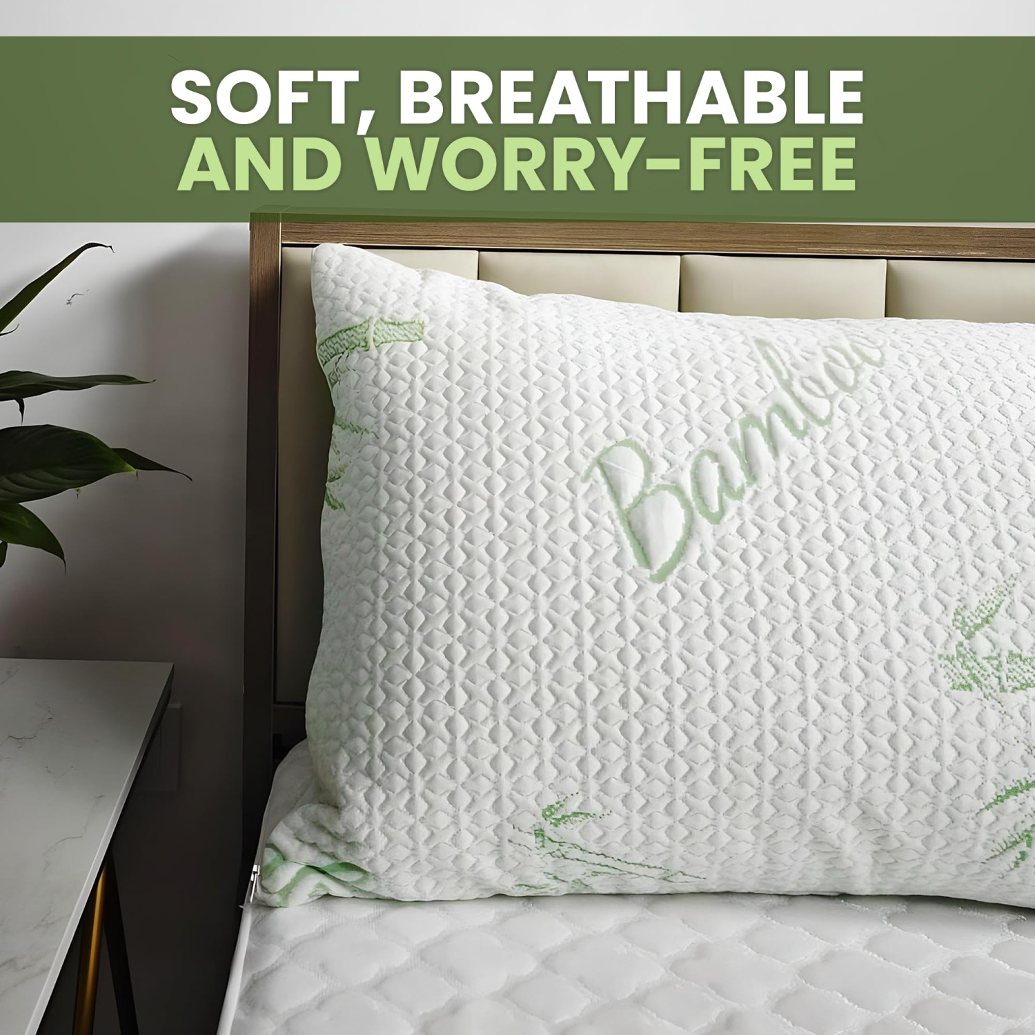 Canadian Linen Bamboo Viscose Waterproof Pillow Protector Zipper Closure Tree Design, 20"x36" King, 2 Pack, Soft Absorbent Breathable Cooling Fabirc