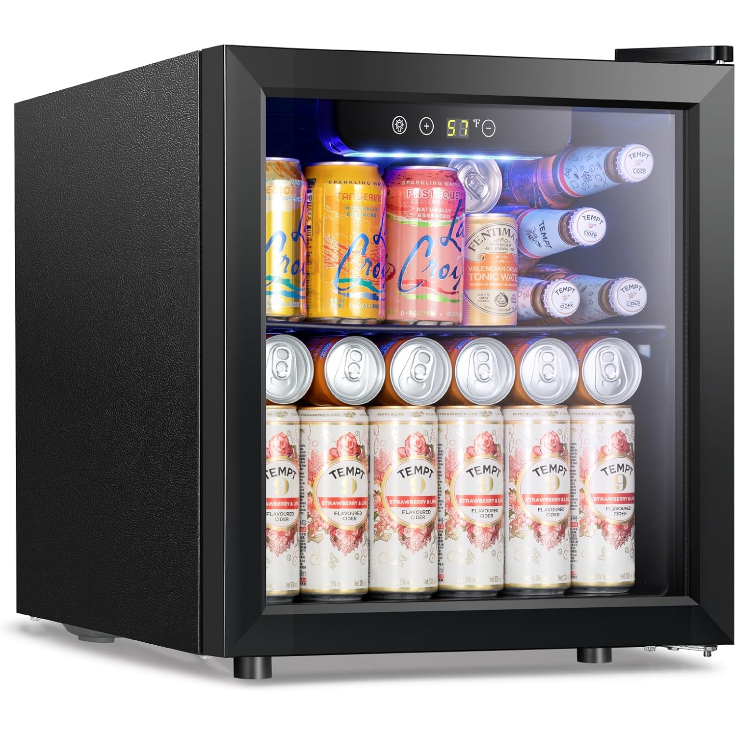 Kismile 1.3 Cu.ft Beverage Refrigerator and Cooler, 12 Bottle 48 Can Mini Fridge Glass Door, Small Drink Dispenser Cooler for Home, Office, Bar -