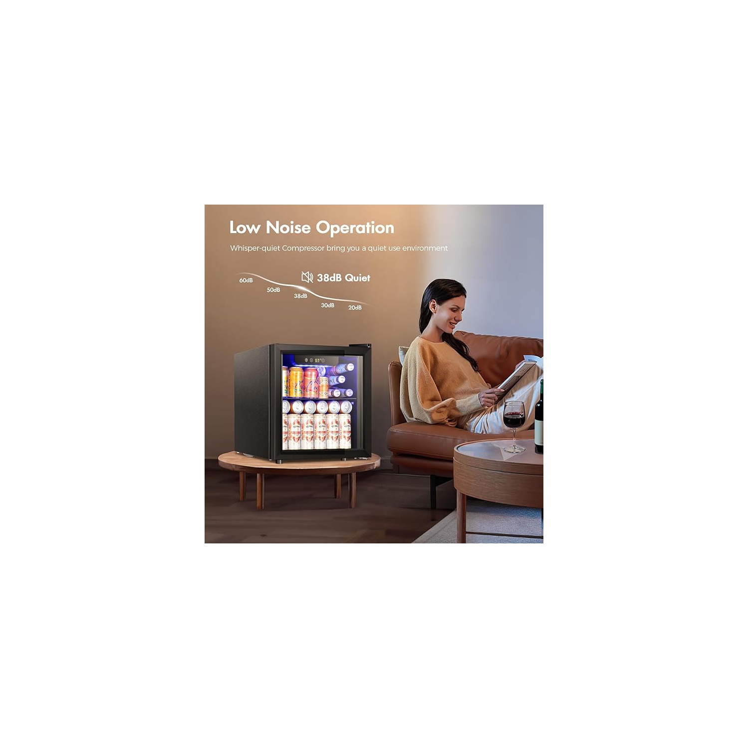 Kismile 1.3 Cu.ft Beverage Refrigerator and Cooler, 12 Bottle 48 Can Mini Fridge Glass Door, Small Drink Dispenser Cooler for Home, Office, Bar -