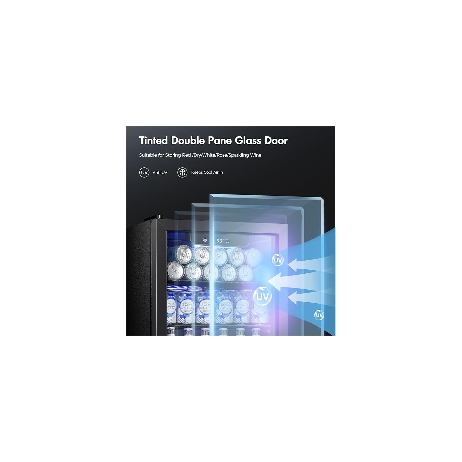 Kismile 1.7 Cu.ft Beverage Refrigerator and Cooler, 68 Can Mini Fridge Glass Door, Digital Temperature Display for Soda, Beer or Wine, for Home,